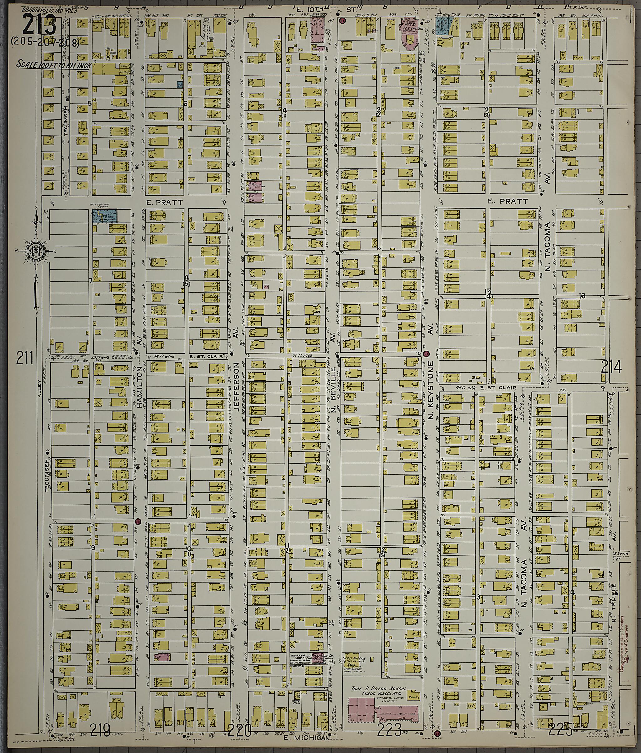 This old map of Indianapolis, Marion County, Indiana was created by Sanborn Map Company in 1915