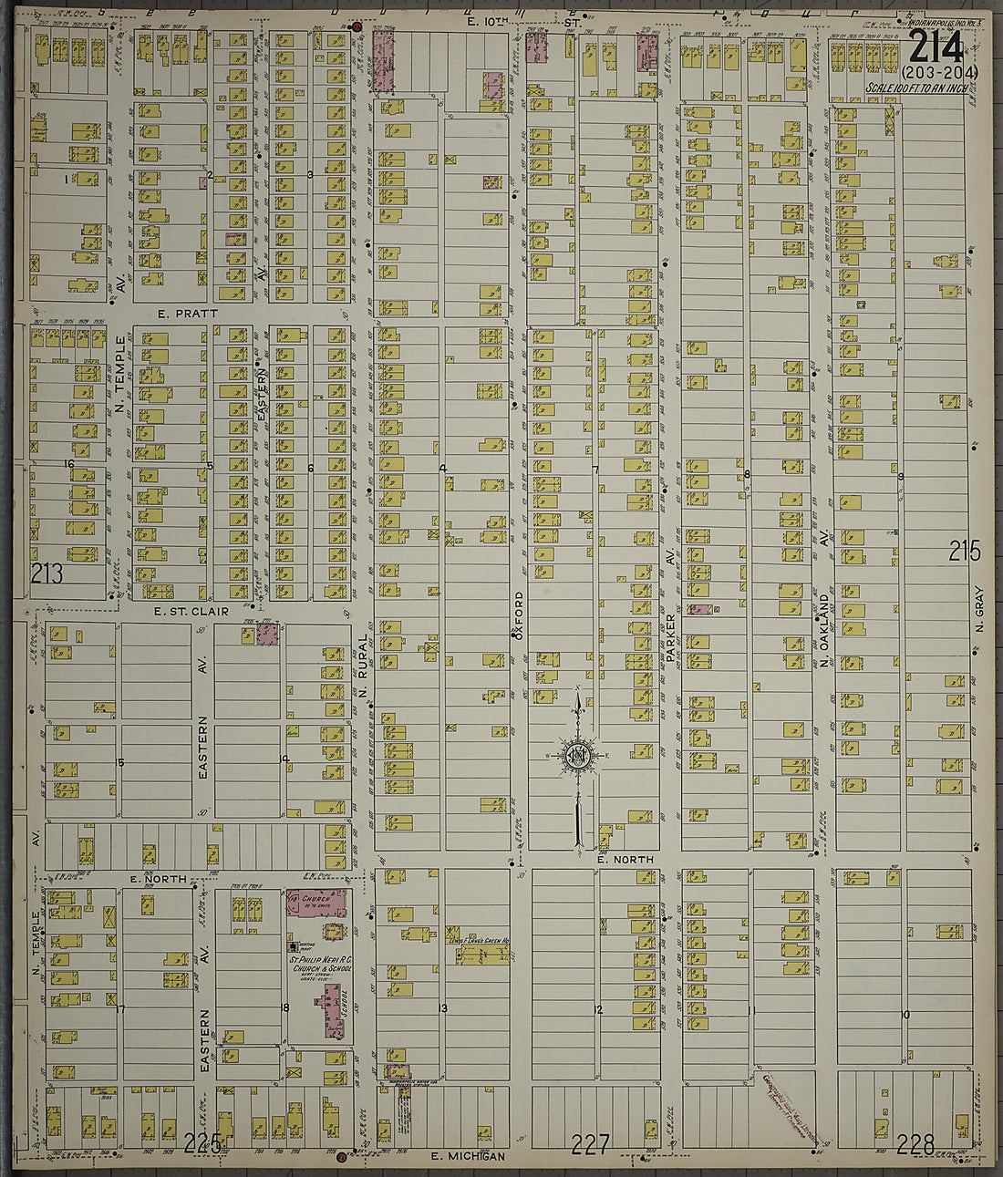 This old map of Indianapolis, Marion County, Indiana was created by Sanborn Map Company in 1915