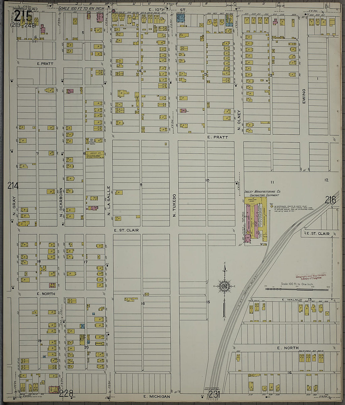 This old map of Indianapolis, Marion County, Indiana was created by Sanborn Map Company in 1915