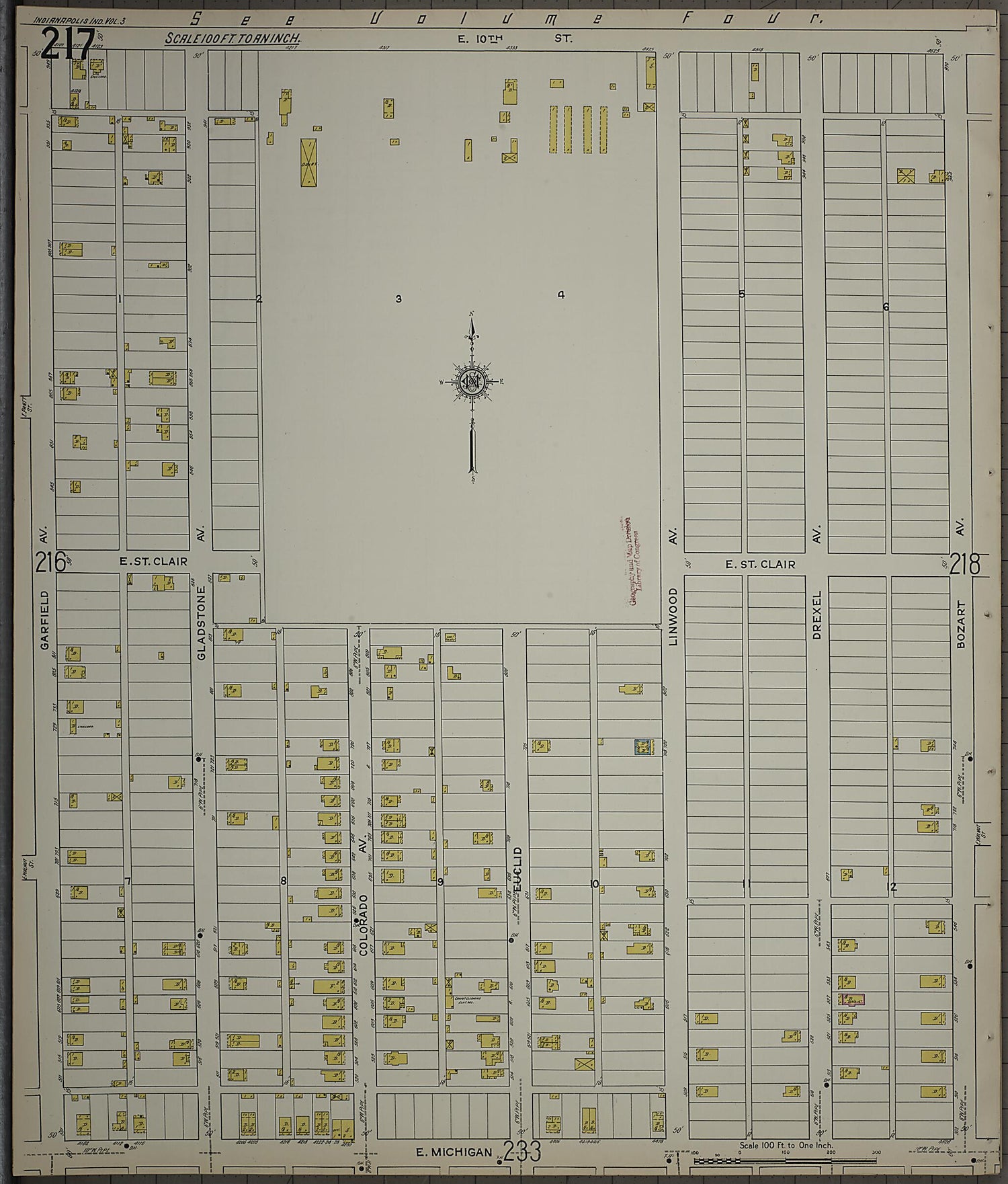 This old map of Indianapolis, Marion County, Indiana was created by Sanborn Map Company in 1915