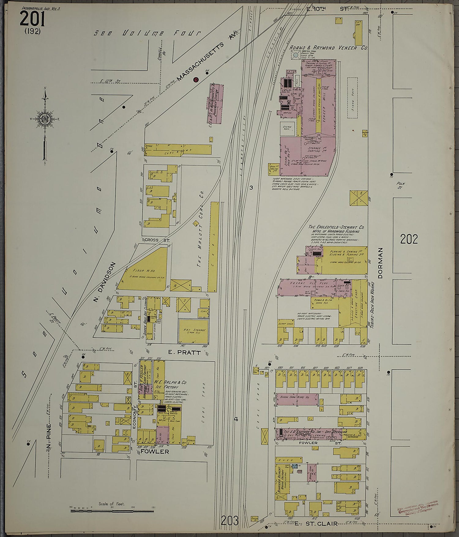 This old map of Indianapolis, Marion County, Indiana was created by Sanborn Map Company in 1915