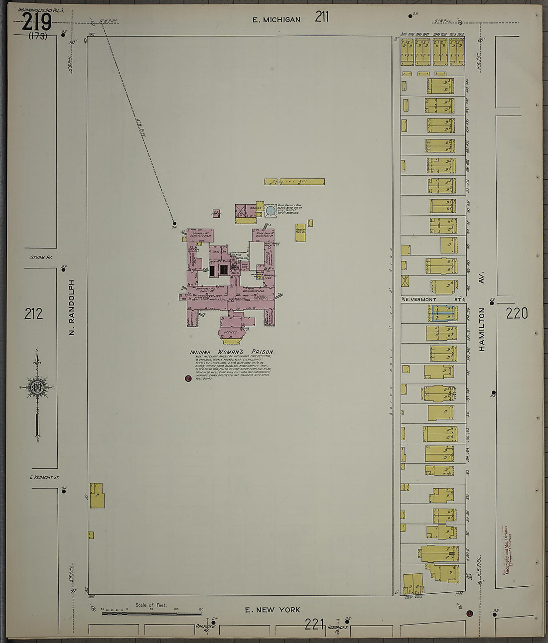 This old map of Indianapolis, Marion County, Indiana was created by Sanborn Map Company in 1915