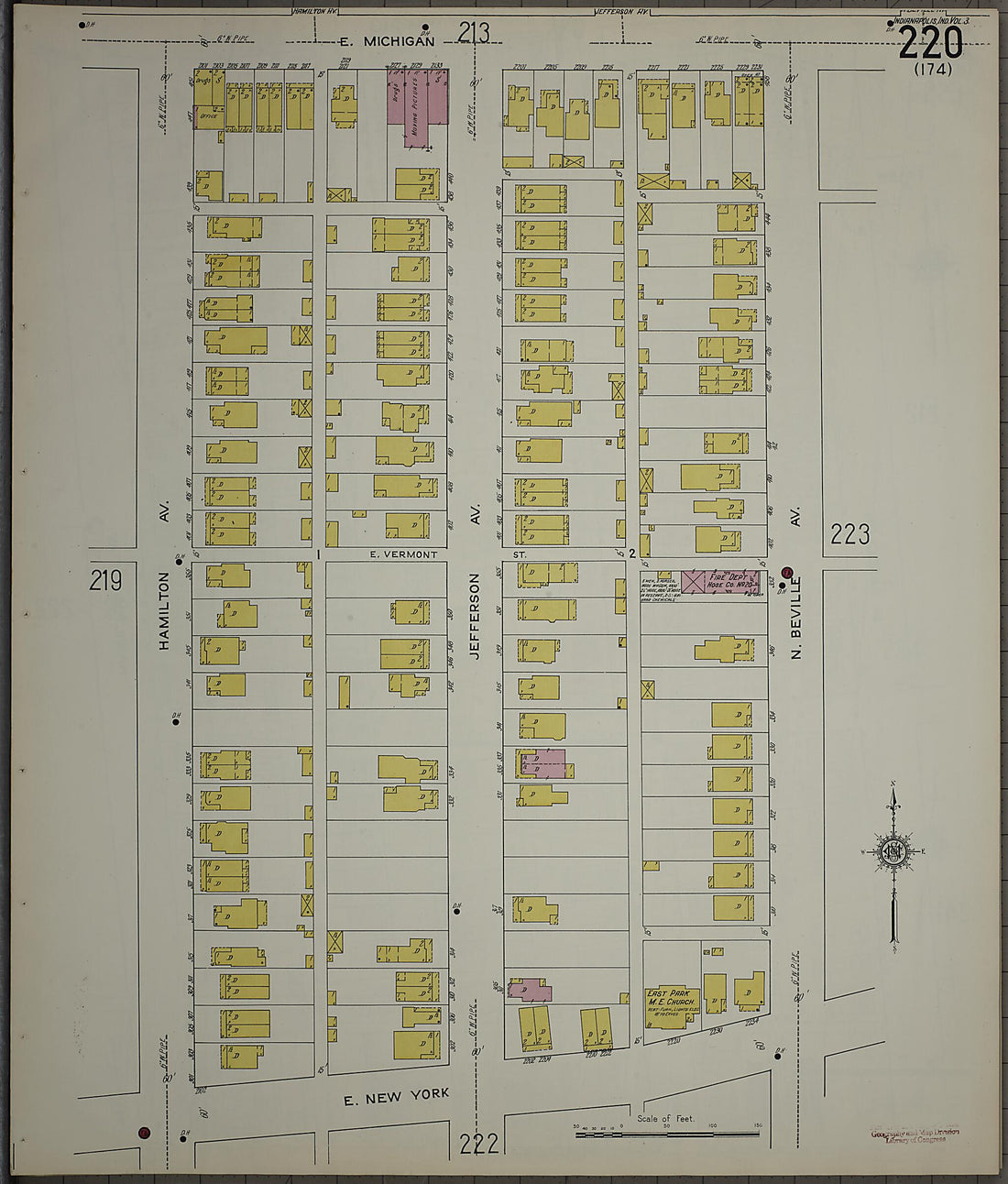 This old map of Indianapolis, Marion County, Indiana was created by Sanborn Map Company in 1915