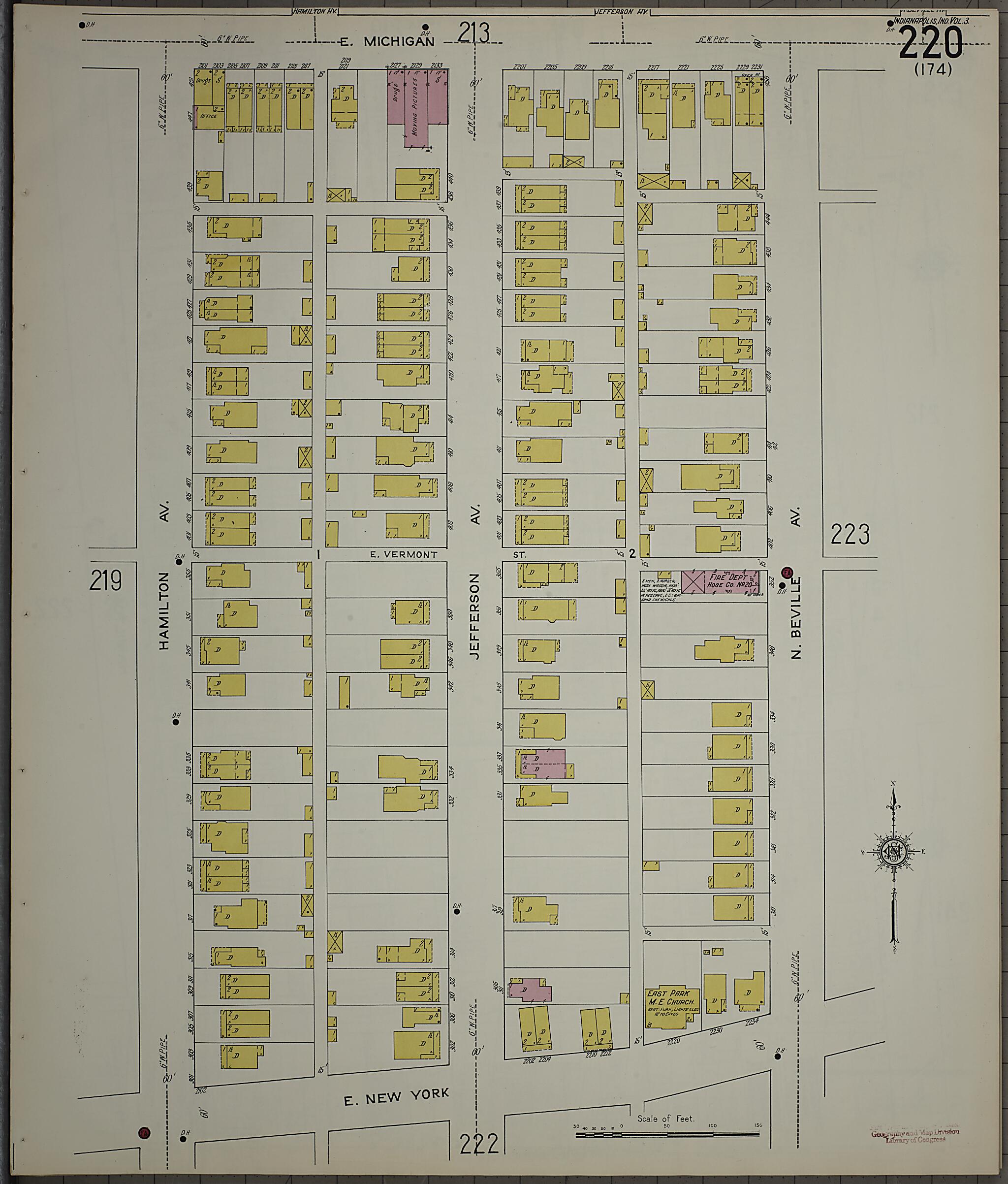 This old map of Indianapolis, Marion County, Indiana was created by Sanborn Map Company in 1915