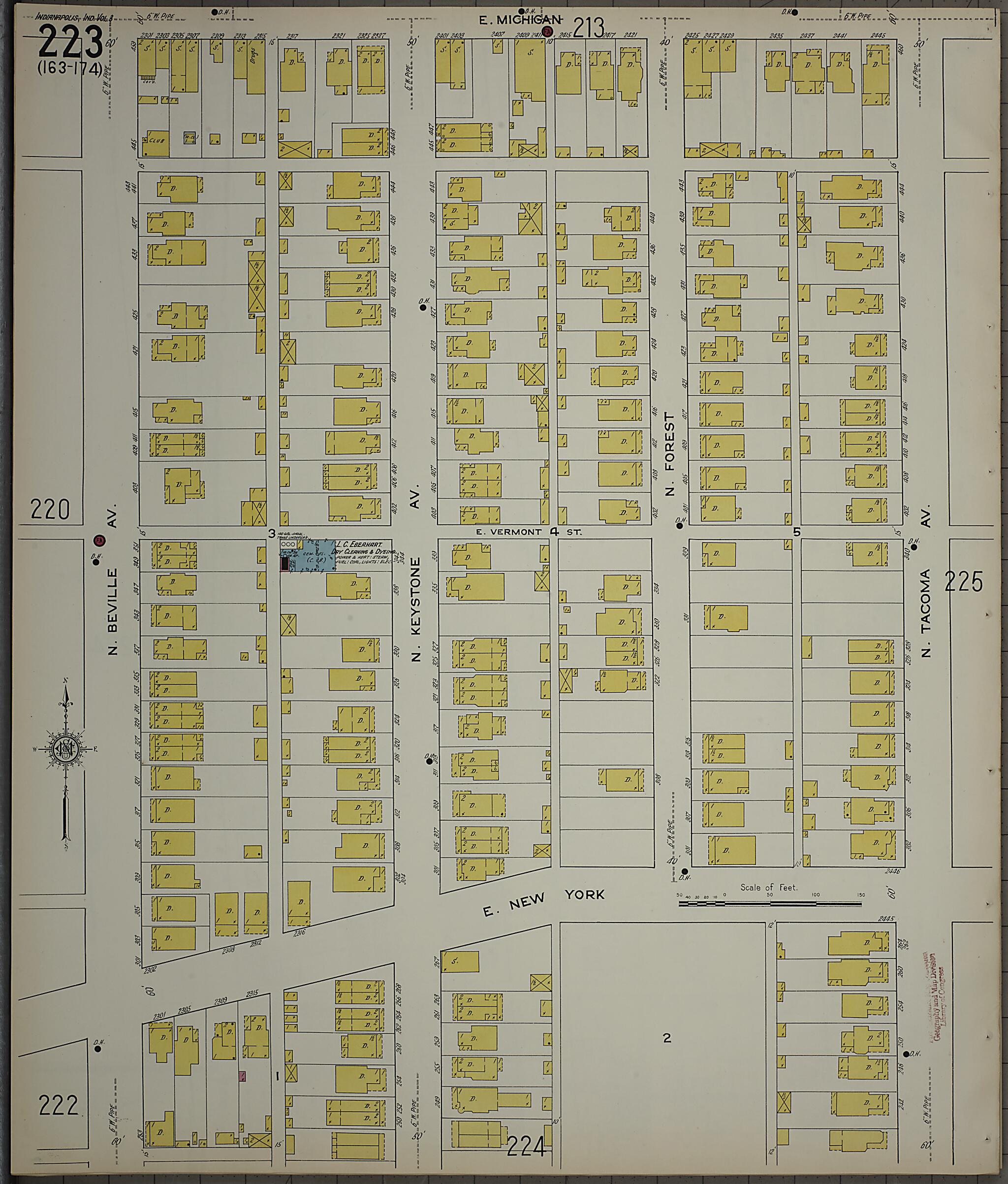 This old map of Indianapolis, Marion County, Indiana was created by Sanborn Map Company in 1915