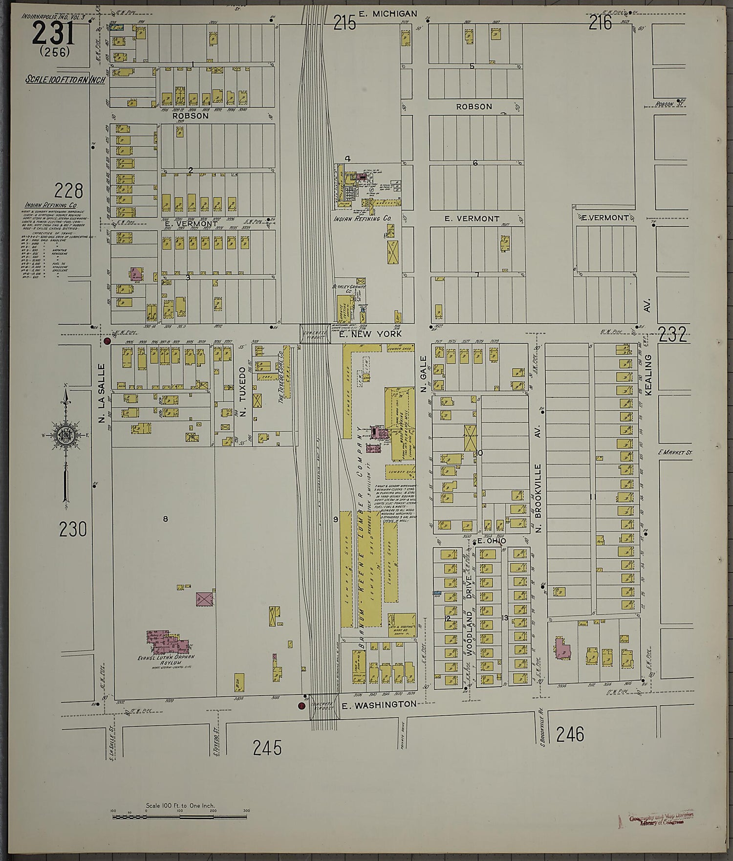 This old map of Indianapolis, Marion County, Indiana was created by Sanborn Map Company in 1915