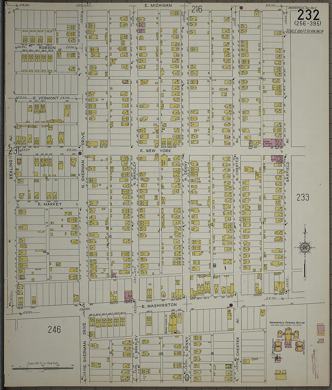 This old map of Indianapolis, Marion County, Indiana was created by Sanborn Map Company in 1915