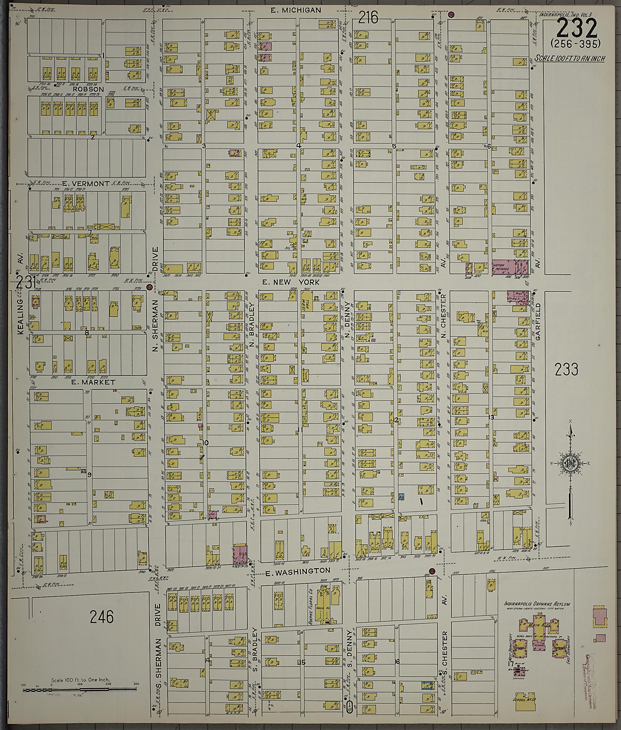 This old map of Indianapolis, Marion County, Indiana was created by Sanborn Map Company in 1915