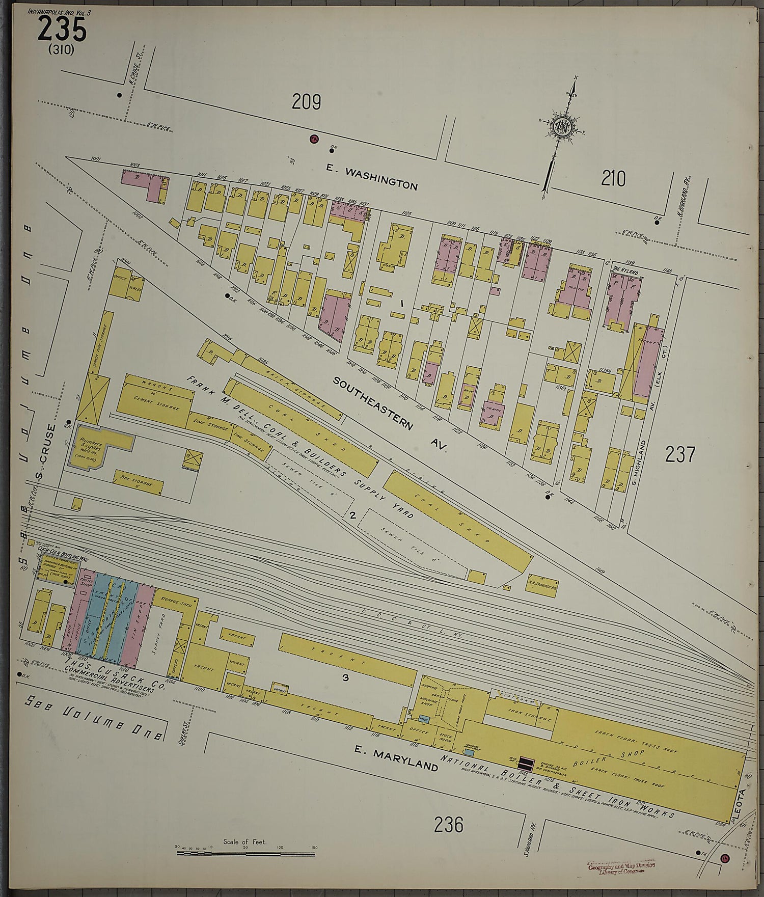 This old map of Indianapolis, Marion County, Indiana was created by Sanborn Map Company in 1915