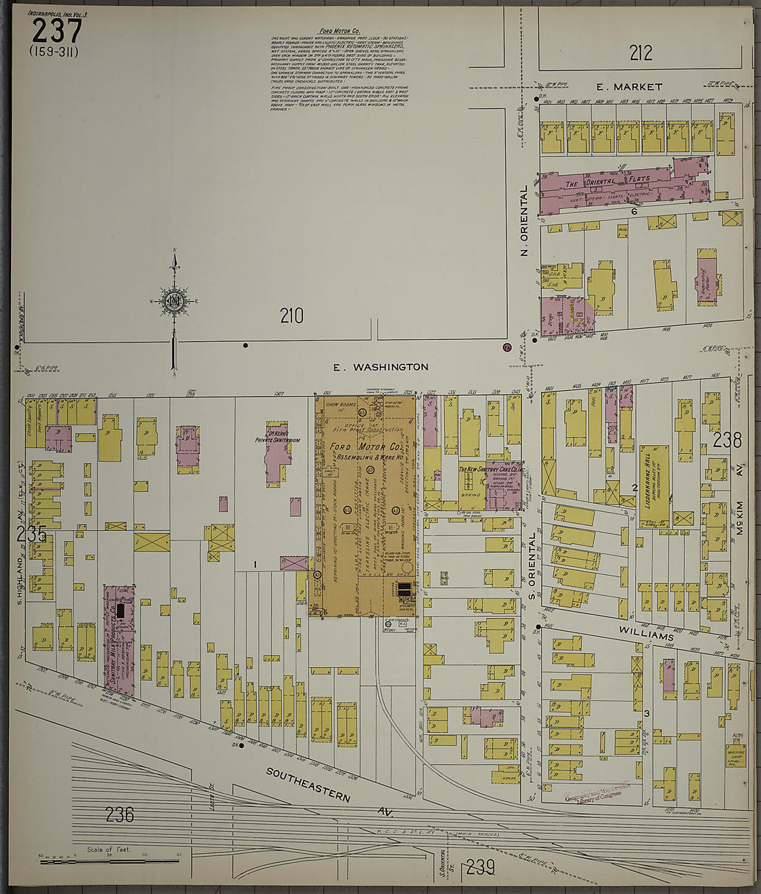 This old map of Indianapolis, Marion County, Indiana was created by Sanborn Map Company in 1915