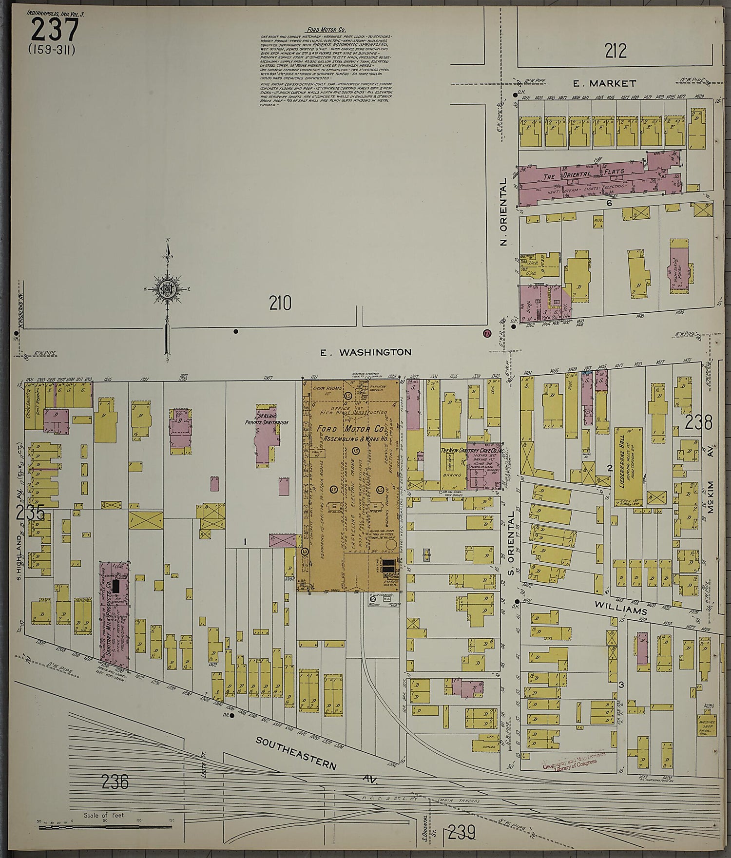 This old map of Indianapolis, Marion County, Indiana was created by Sanborn Map Company in 1915