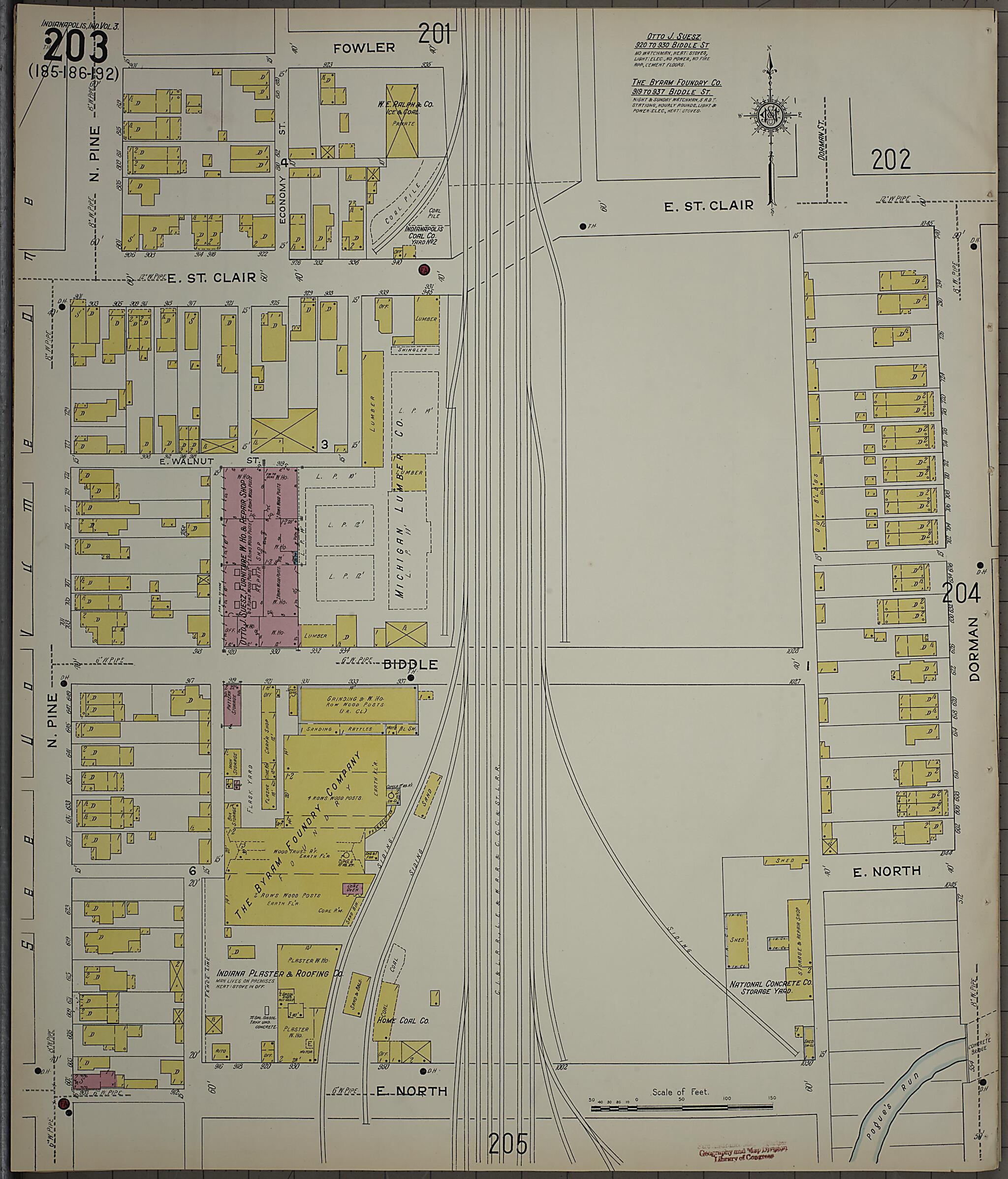 This old map of Indianapolis, Marion County, Indiana was created by Sanborn Map Company in 1915