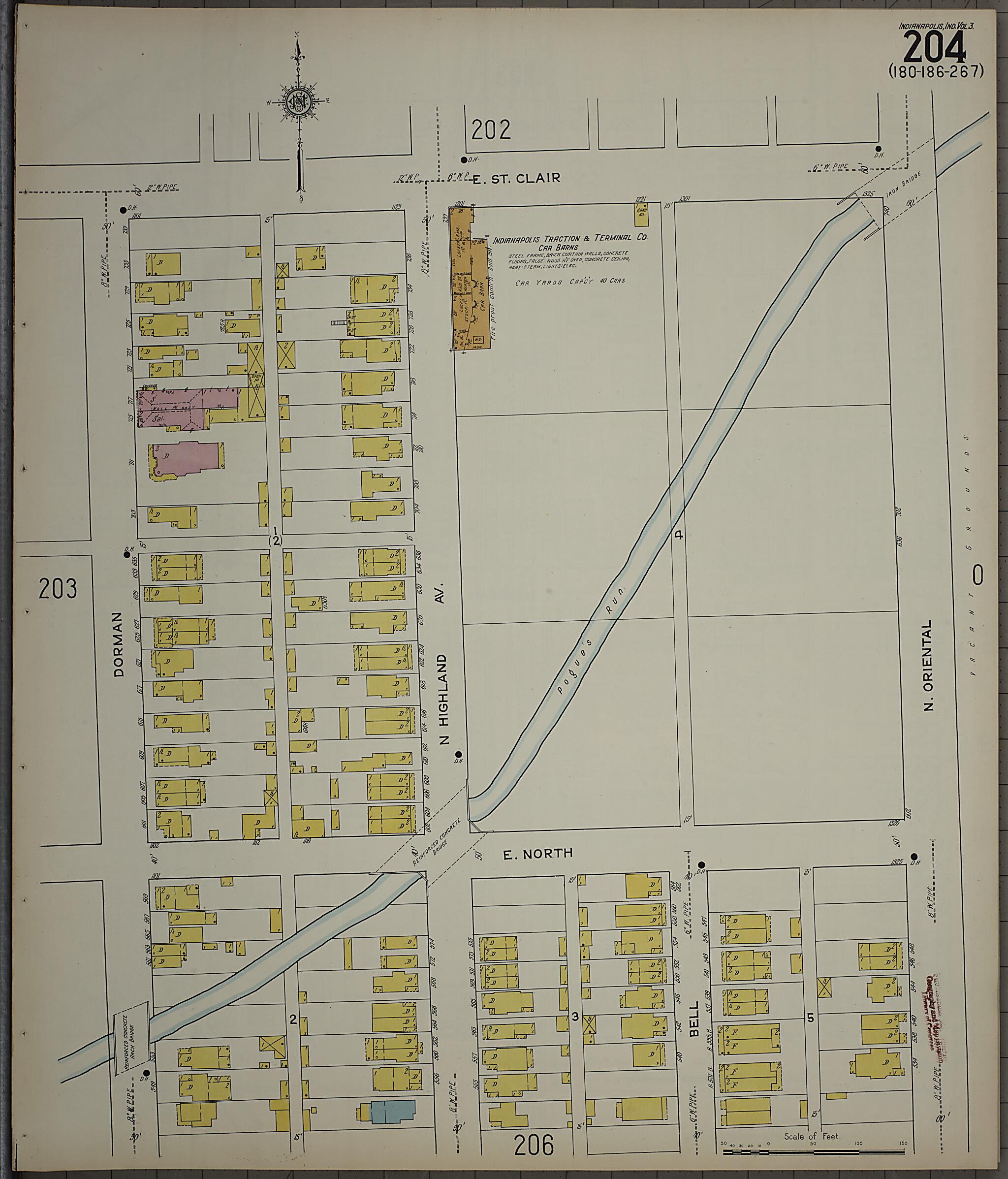 This old map of Indianapolis, Marion County, Indiana was created by Sanborn Map Company in 1915