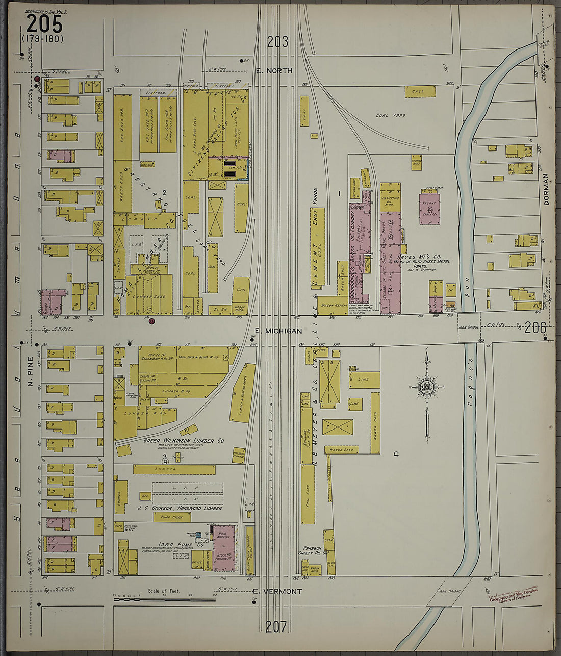 This old map of Indianapolis, Marion County, Indiana was created by Sanborn Map Company in 1915