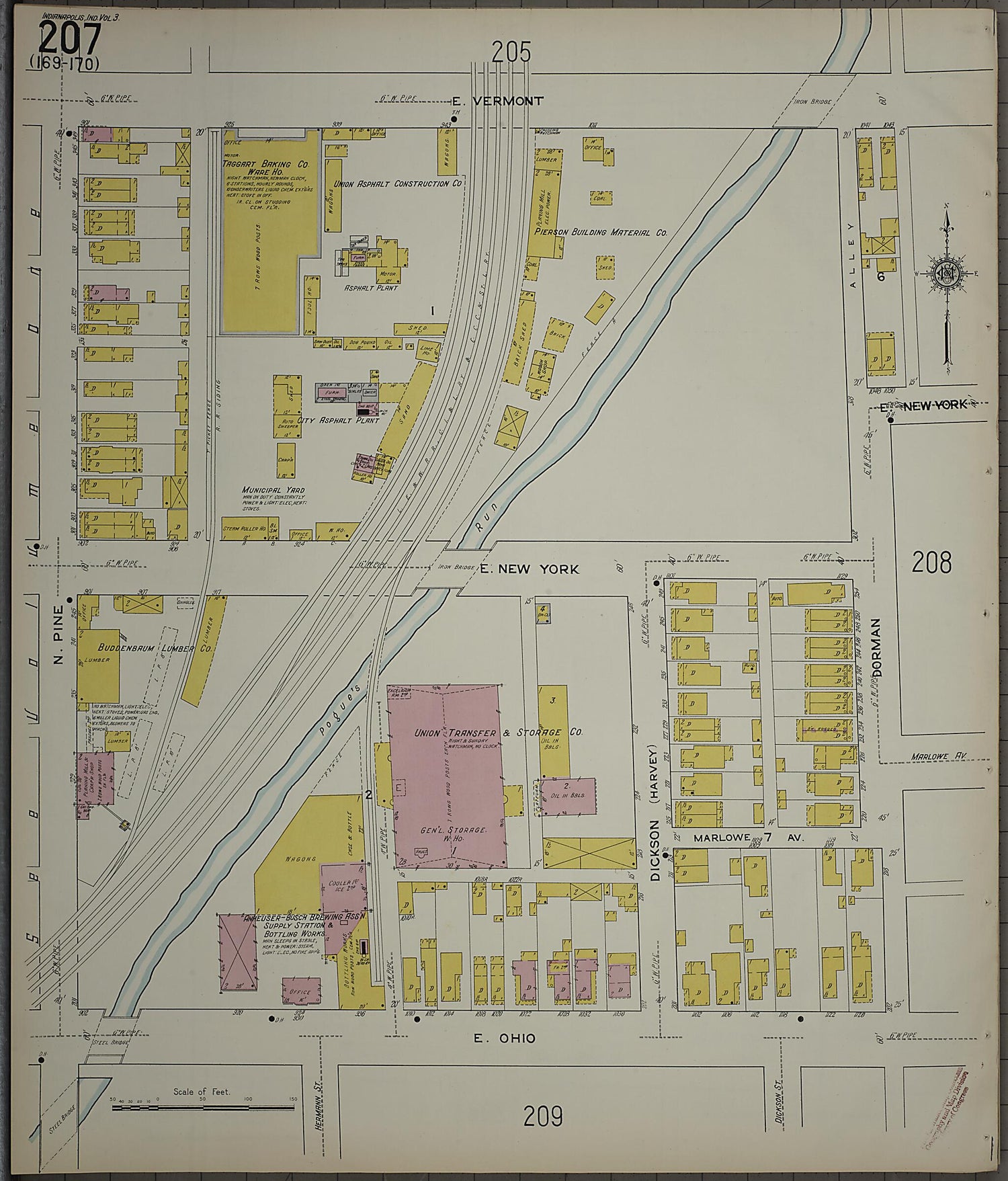 This old map of Indianapolis, Marion County, Indiana was created by Sanborn Map Company in 1915