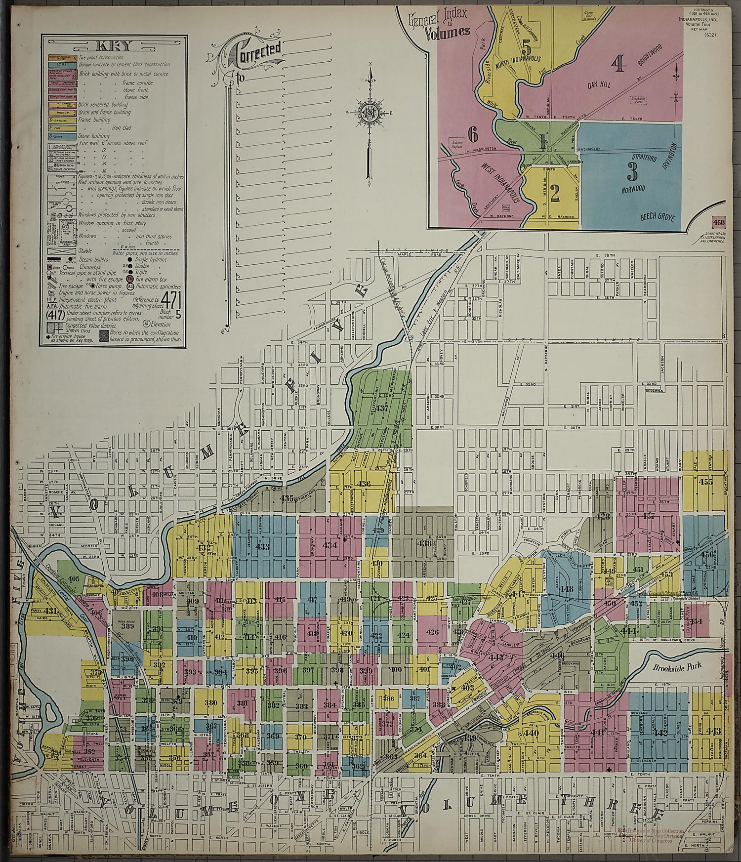 This old map of Indianapolis, Marion County, Indiana was created by Sanborn Map Company in 1915