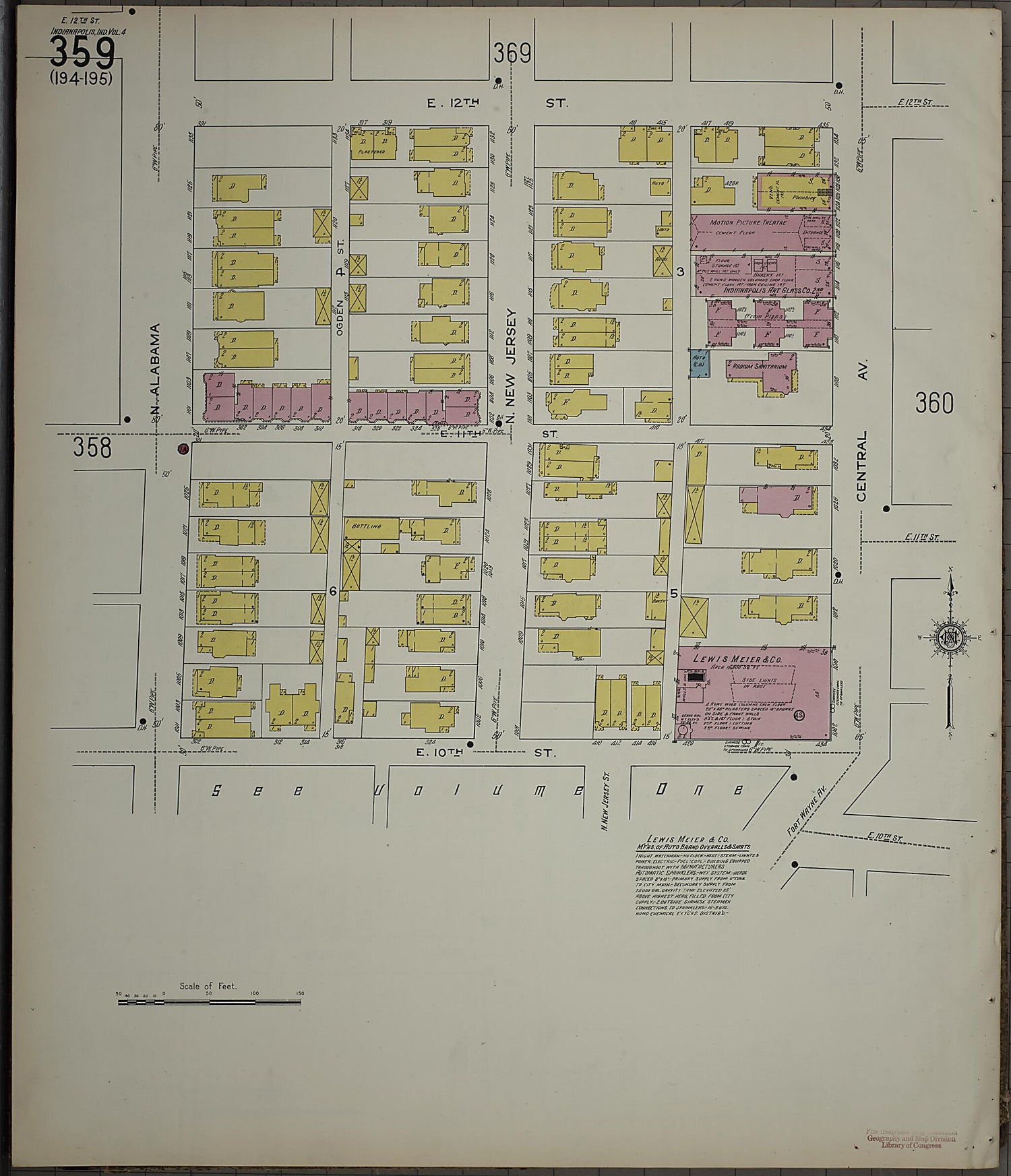 This old map of Indianapolis, Marion County, Indiana was created by Sanborn Map Company in 1915