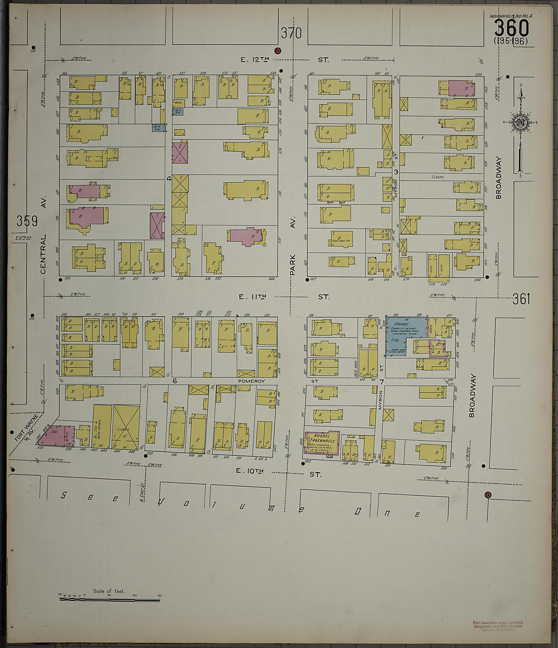 This old map of Indianapolis, Marion County, Indiana was created by Sanborn Map Company in 1915