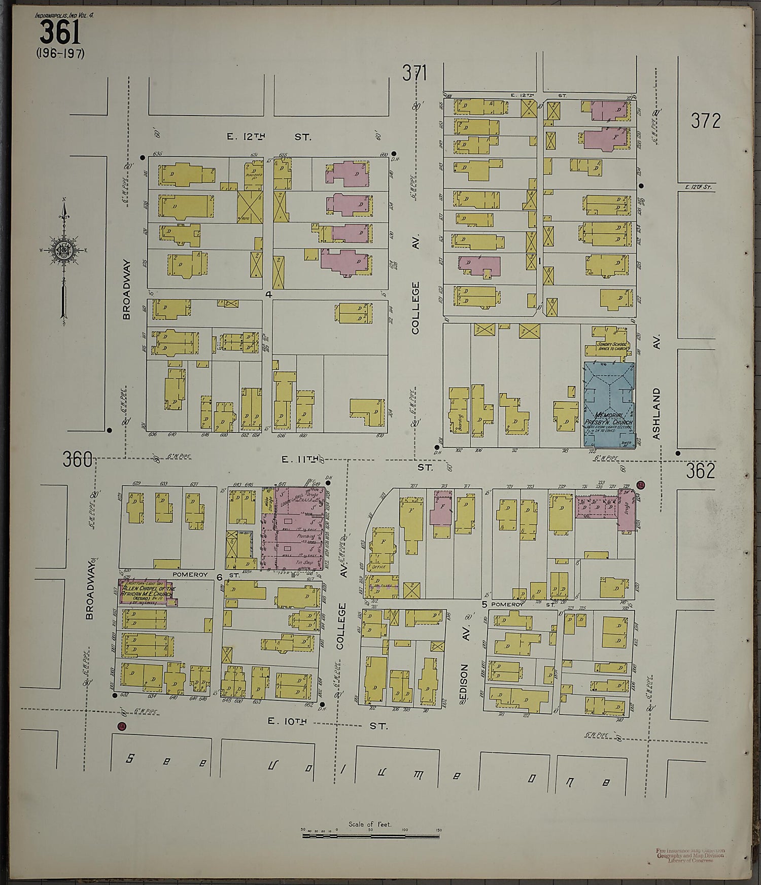 This old map of Indianapolis, Marion County, Indiana was created by Sanborn Map Company in 1915