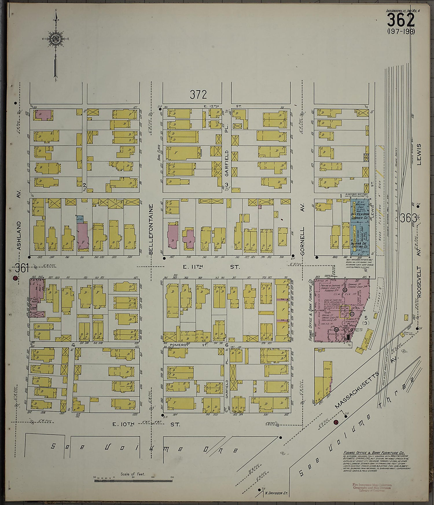 This old map of Indianapolis, Marion County, Indiana was created by Sanborn Map Company in 1915