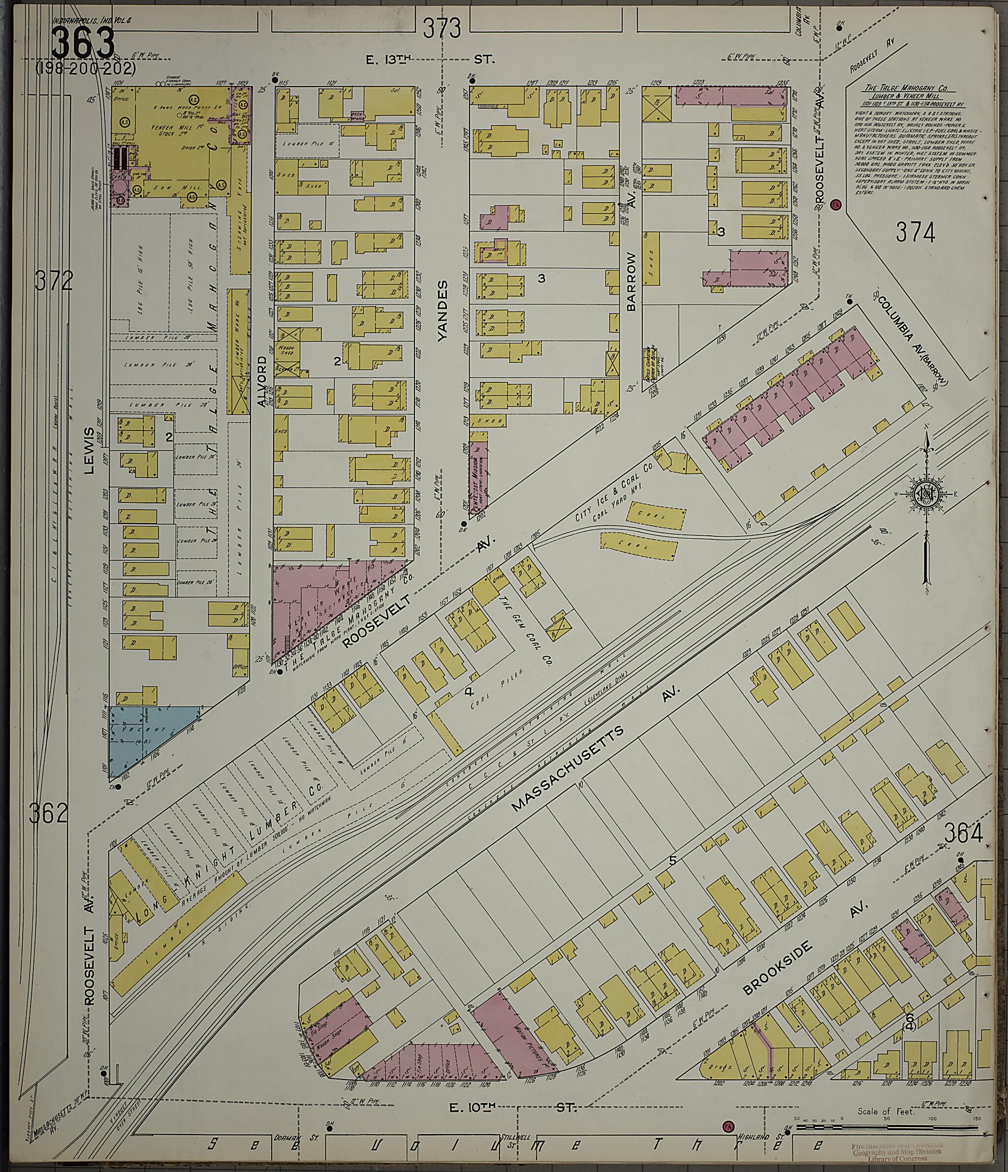 This old map of Indianapolis, Marion County, Indiana was created by Sanborn Map Company in 1915