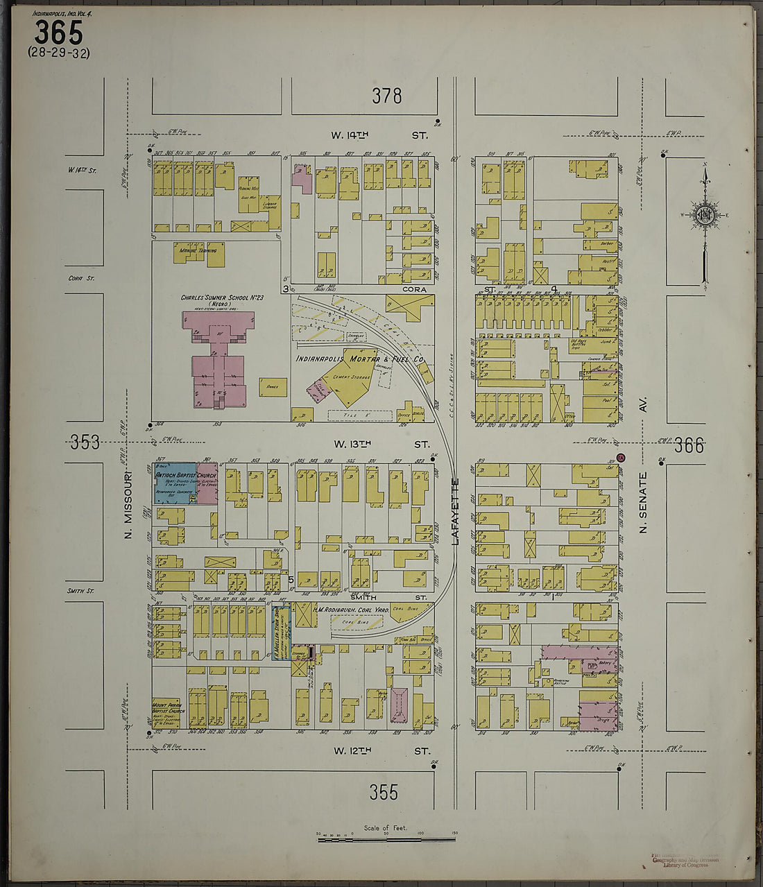 This old map of Indianapolis, Marion County, Indiana was created by Sanborn Map Company in 1915