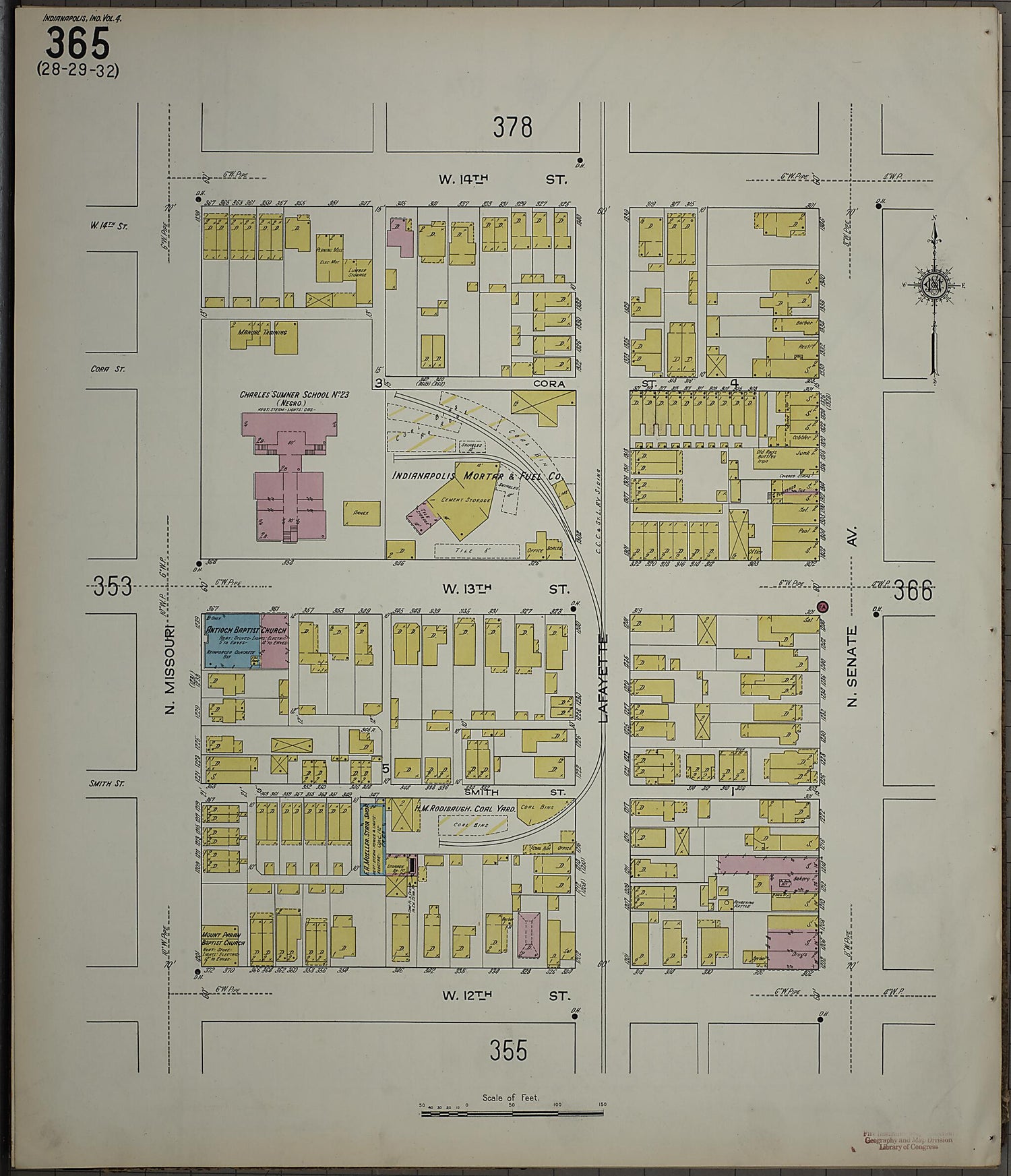 This old map of Indianapolis, Marion County, Indiana was created by Sanborn Map Company in 1915