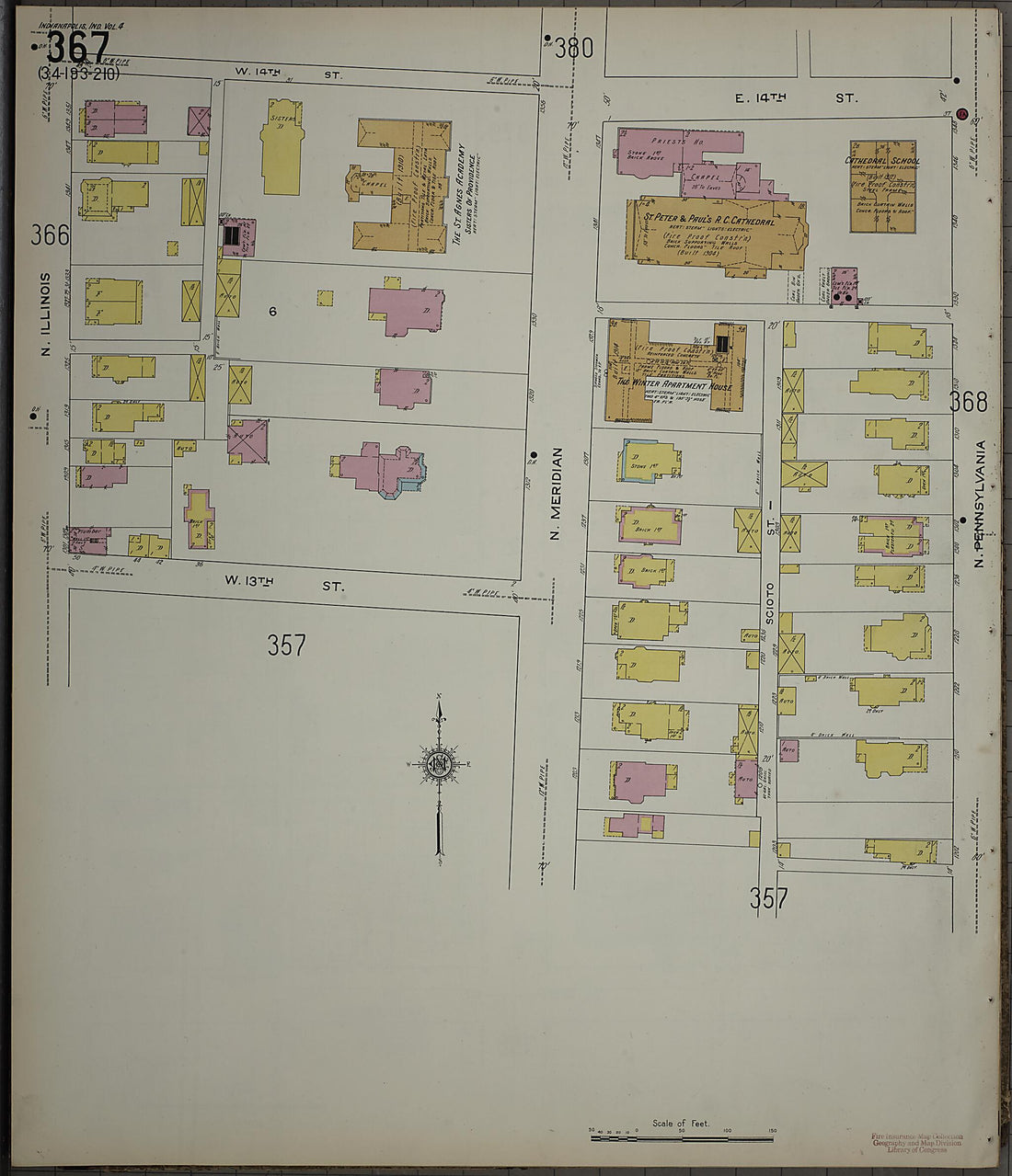 This old map of Indianapolis, Marion County, Indiana was created by Sanborn Map Company in 1915