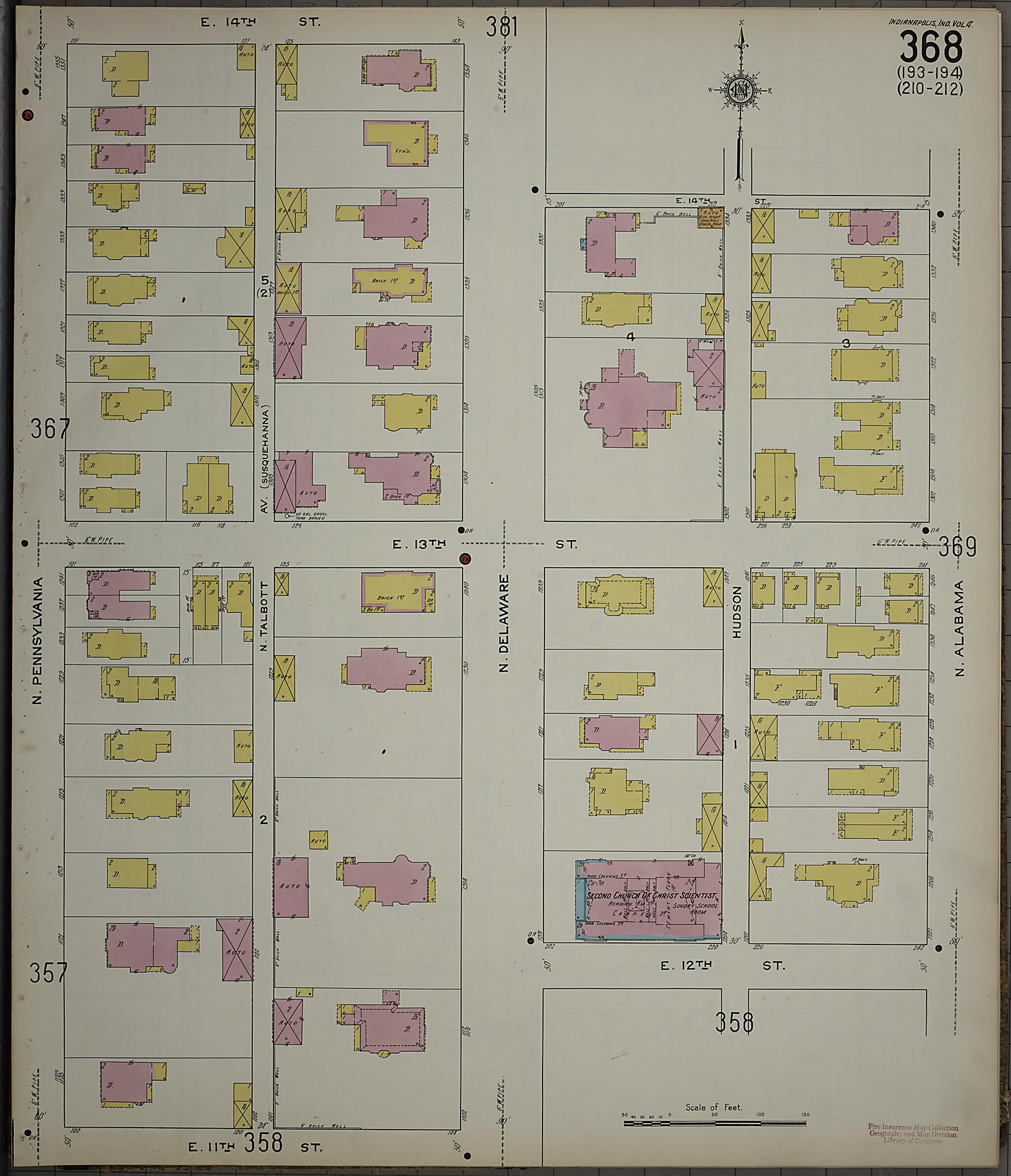 This old map of Indianapolis, Marion County, Indiana was created by Sanborn Map Company in 1915