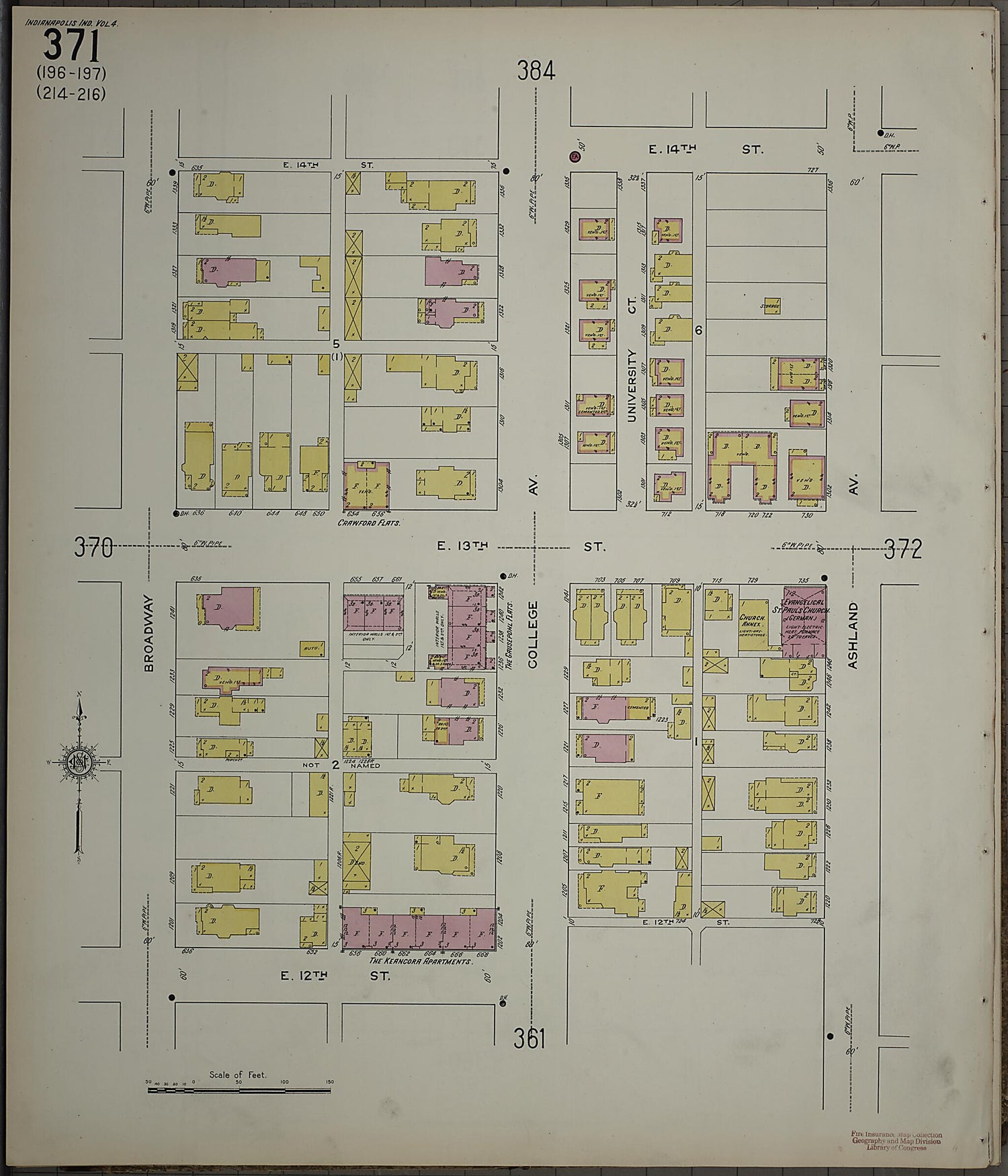 This old map of Indianapolis, Marion County, Indiana was created by Sanborn Map Company in 1915