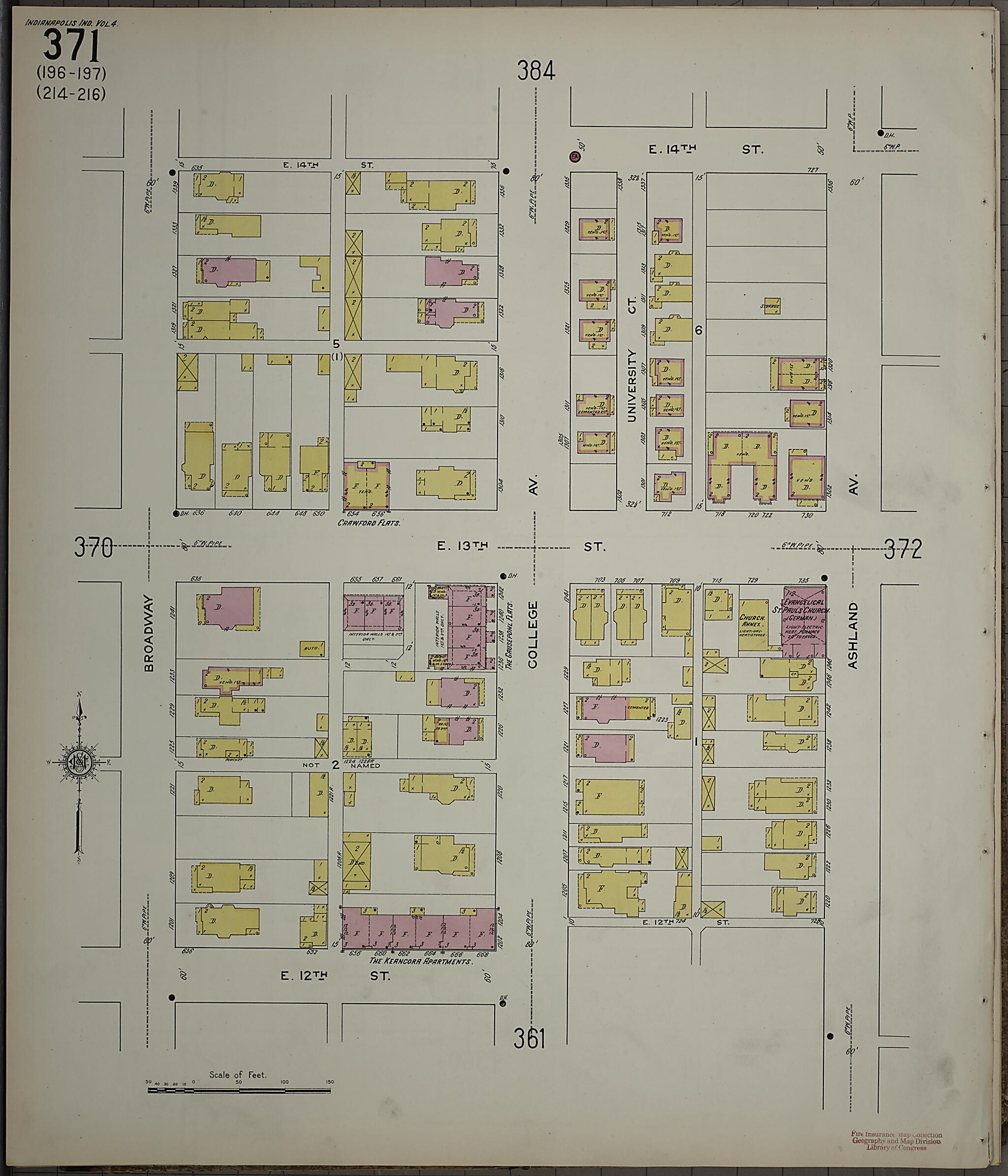 This old map of Indianapolis, Marion County, Indiana was created by Sanborn Map Company in 1915