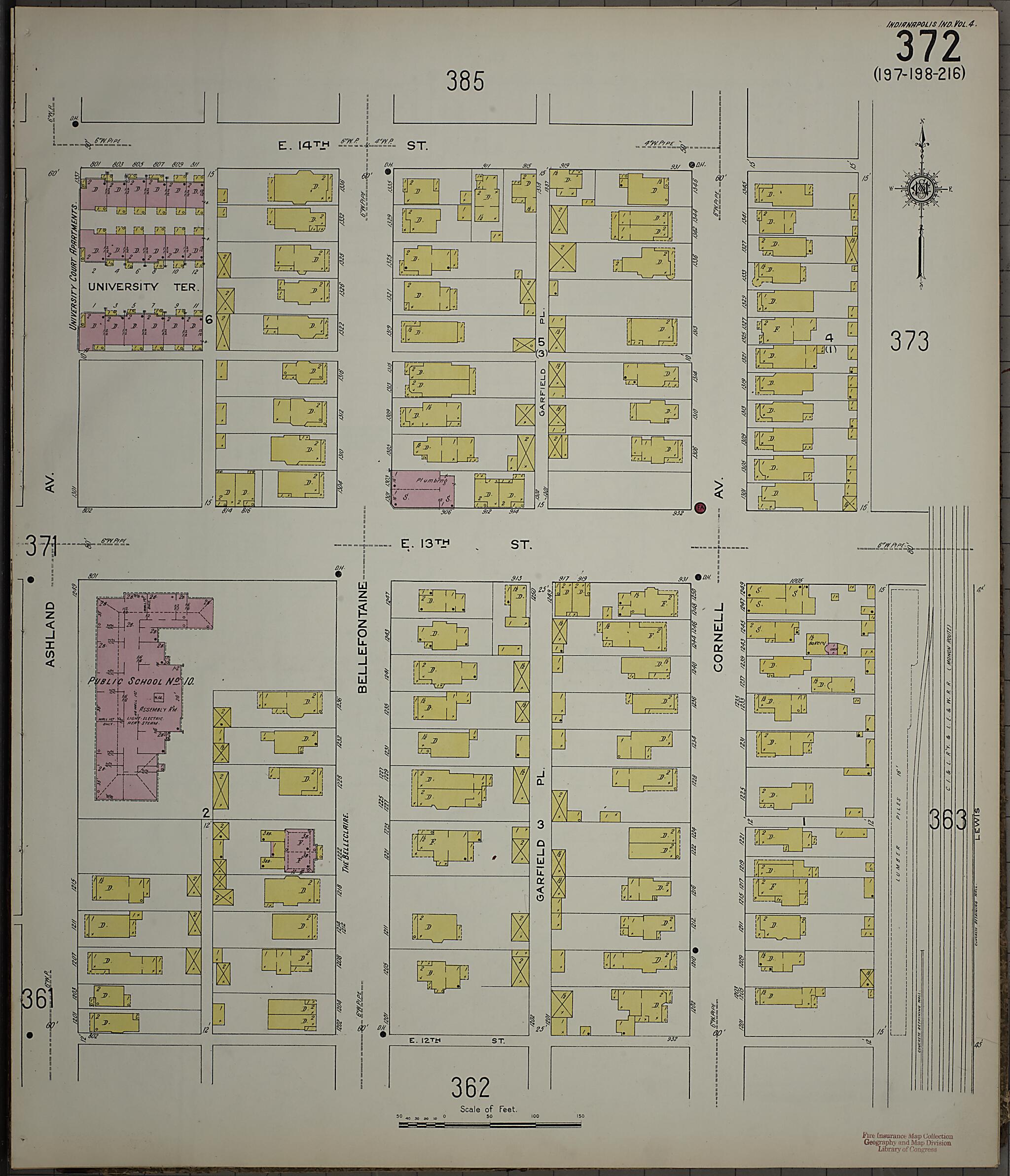 This old map of Indianapolis, Marion County, Indiana was created by Sanborn Map Company in 1915