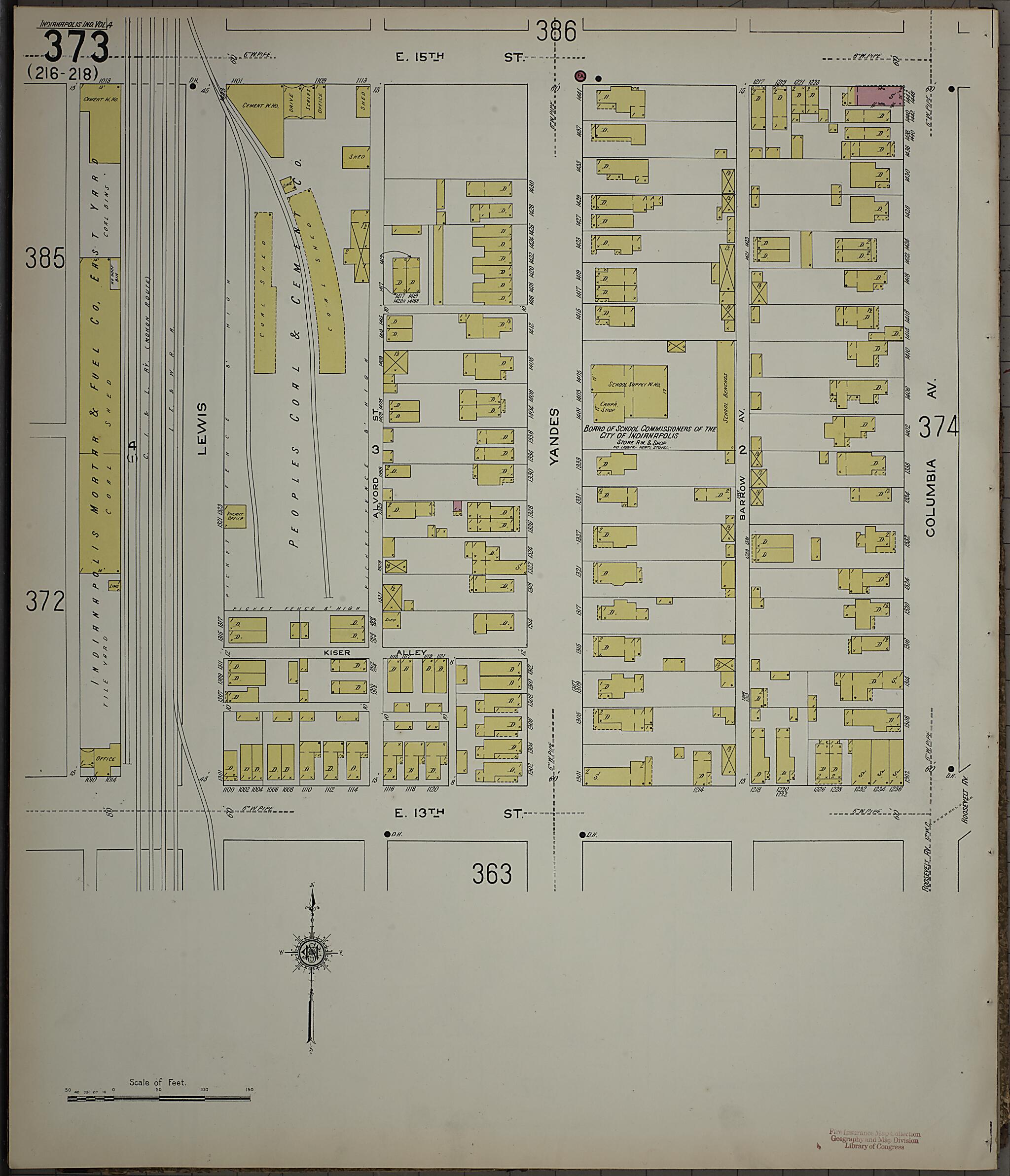 This old map of Indianapolis, Marion County, Indiana was created by Sanborn Map Company in 1915