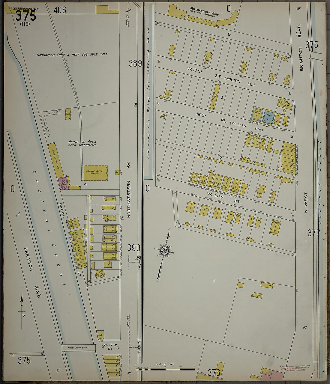 This old map of Indianapolis, Marion County, Indiana was created by Sanborn Map Company in 1915