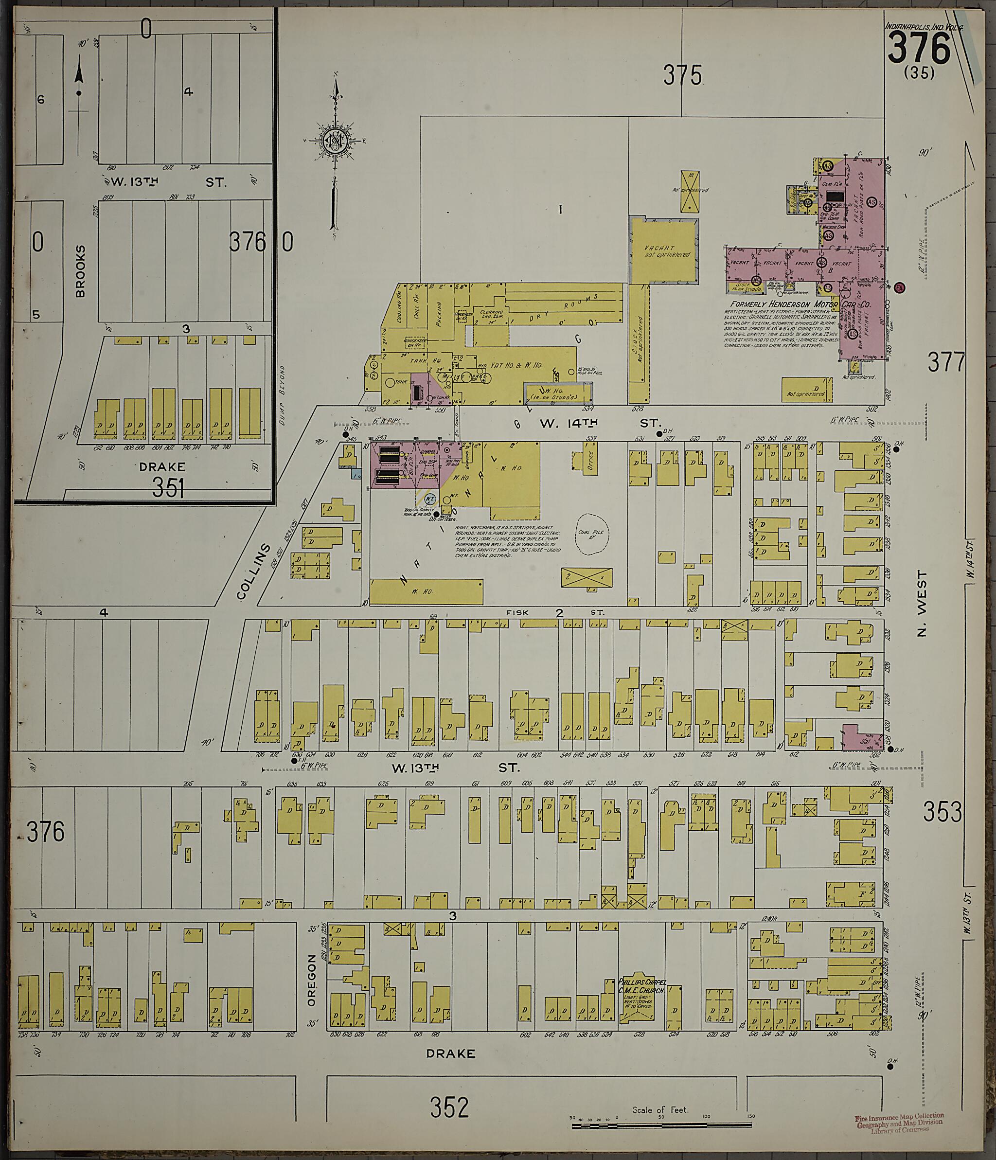 This old map of Indianapolis, Marion County, Indiana was created by Sanborn Map Company in 1915