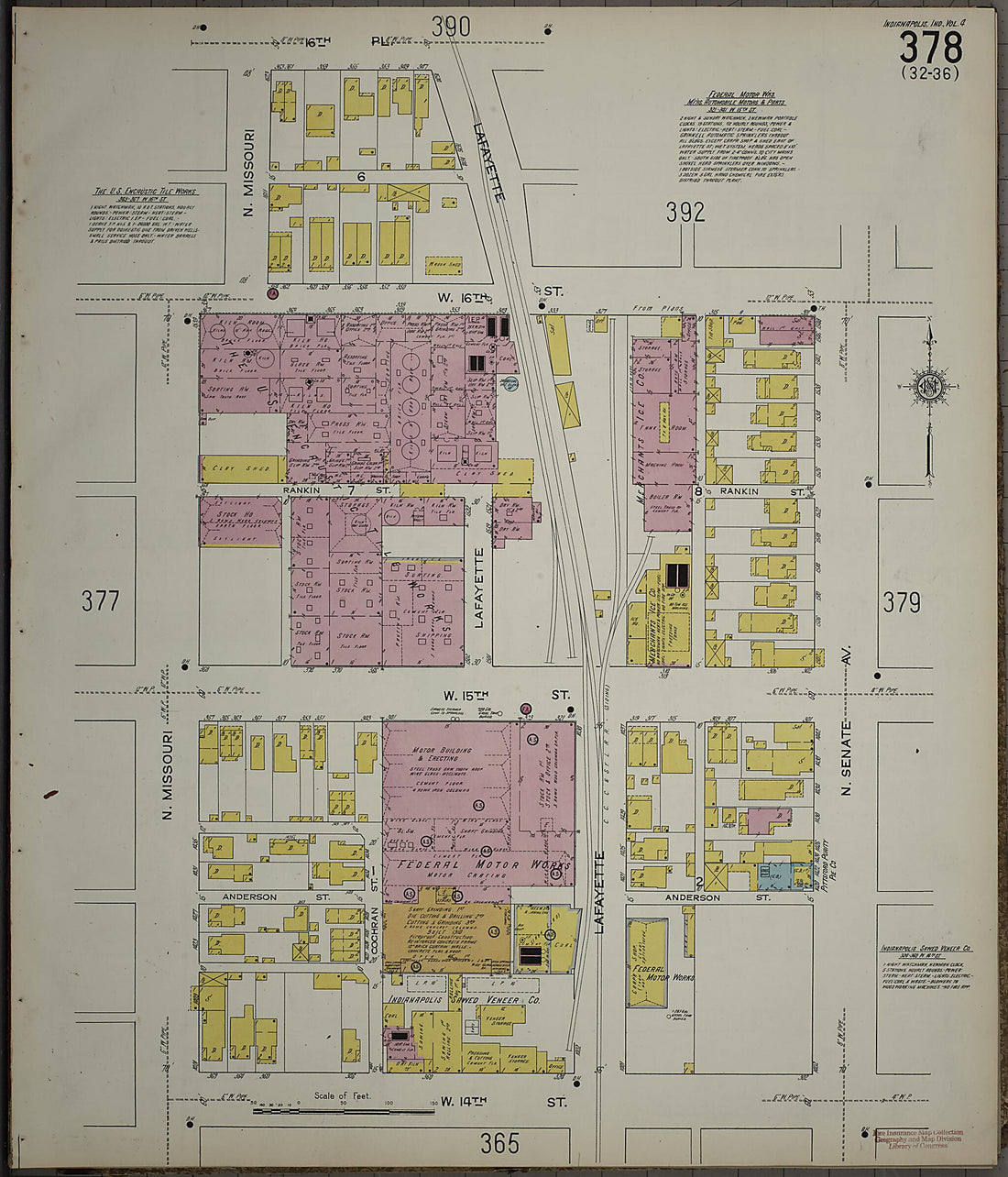 This old map of Indianapolis, Marion County, Indiana was created by Sanborn Map Company in 1915