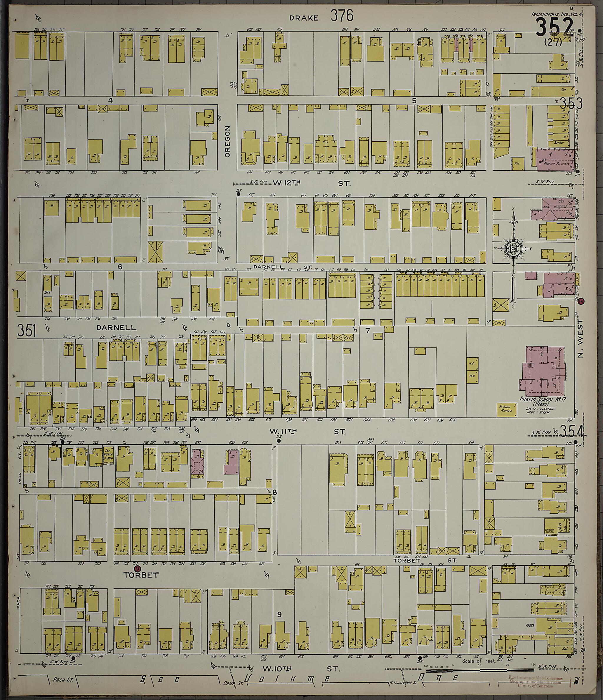 This old map of Indianapolis, Marion County, Indiana was created by Sanborn Map Company in 1915