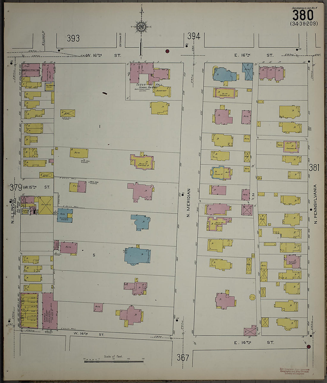 This old map of Indianapolis, Marion County, Indiana was created by Sanborn Map Company in 1915