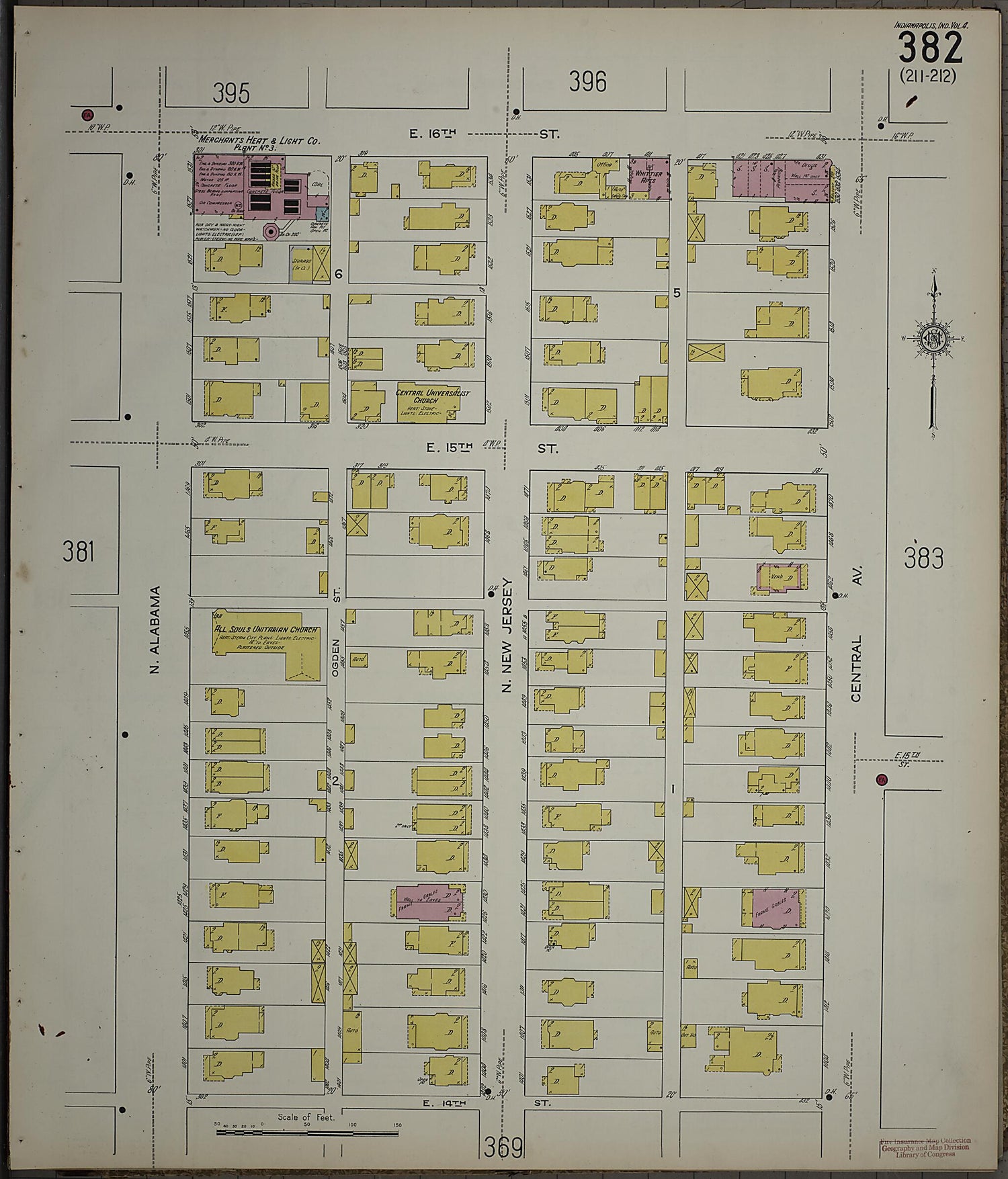 This old map of Indianapolis, Marion County, Indiana was created by Sanborn Map Company in 1915