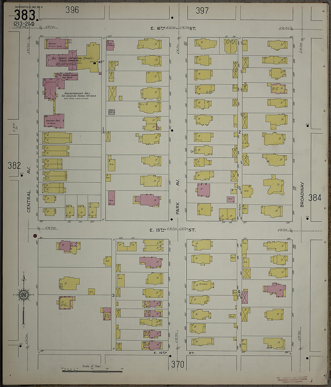 This old map of Indianapolis, Marion County, Indiana was created by Sanborn Map Company in 1915