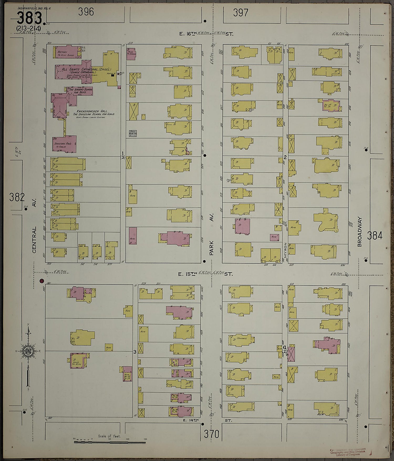 This old map of Indianapolis, Marion County, Indiana was created by Sanborn Map Company in 1915