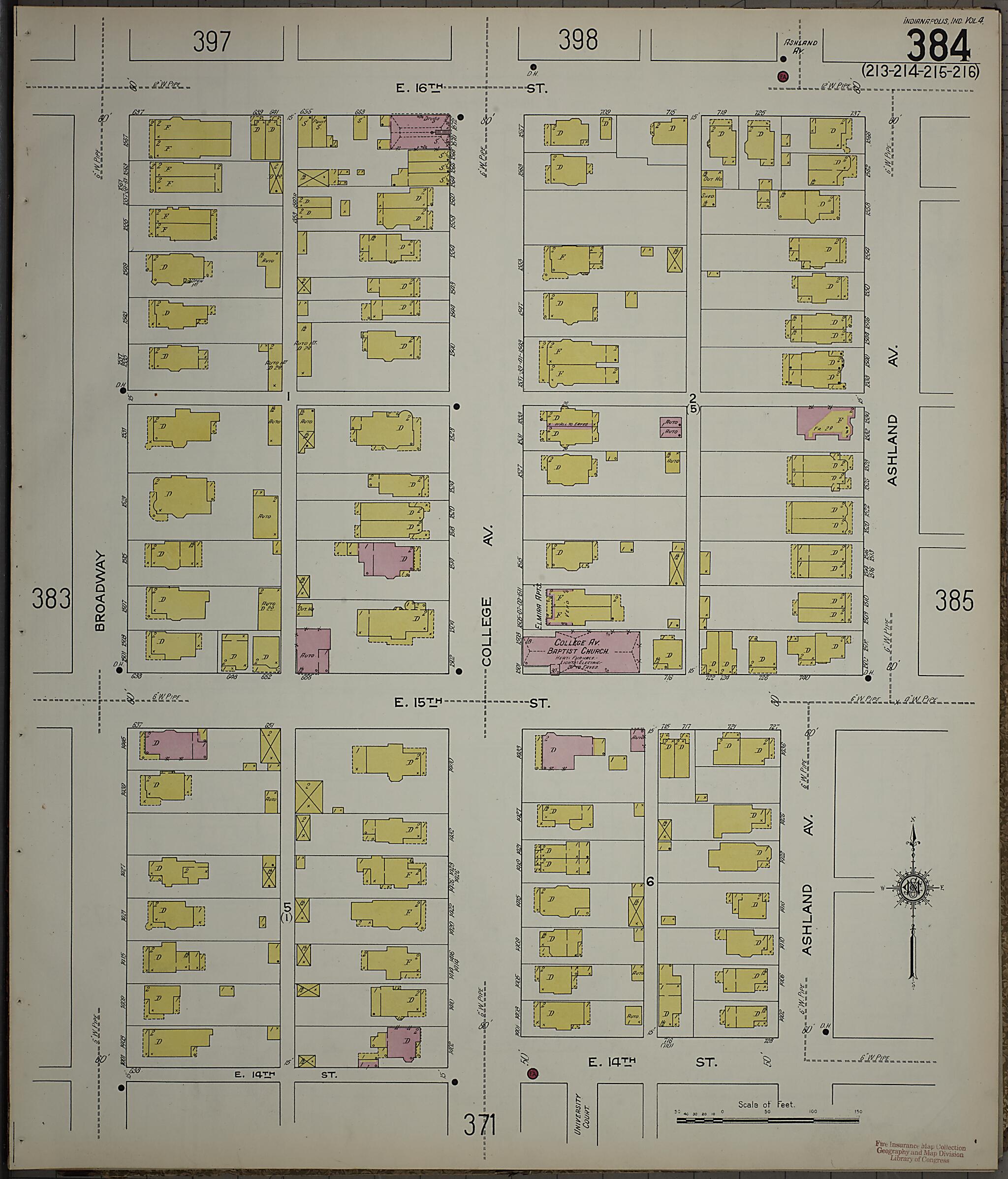 This old map of Indianapolis, Marion County, Indiana was created by Sanborn Map Company in 1915