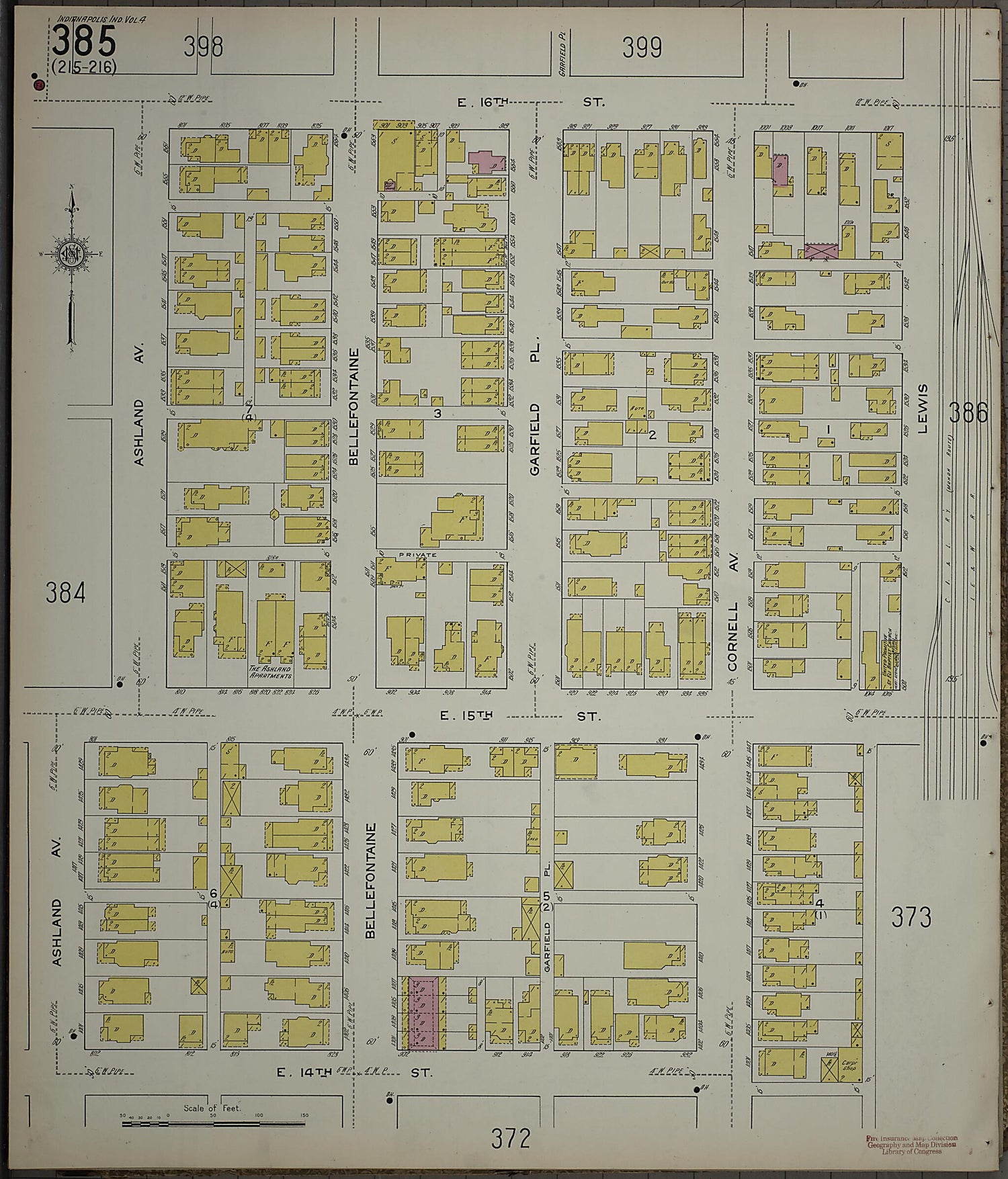 This old map of Indianapolis, Marion County, Indiana was created by Sanborn Map Company in 1915