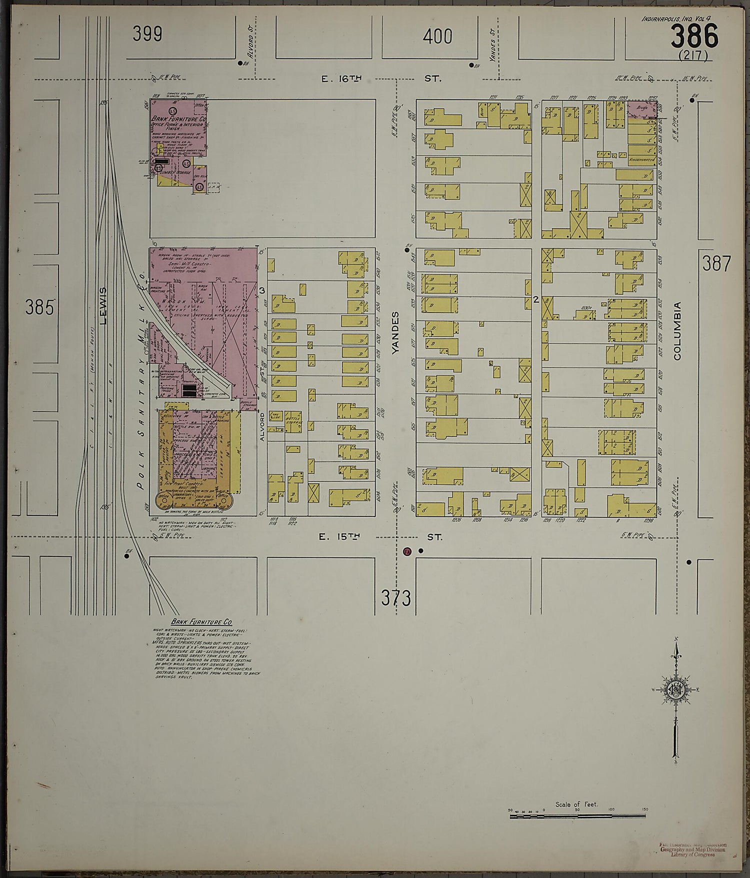 This old map of Indianapolis, Marion County, Indiana was created by Sanborn Map Company in 1915