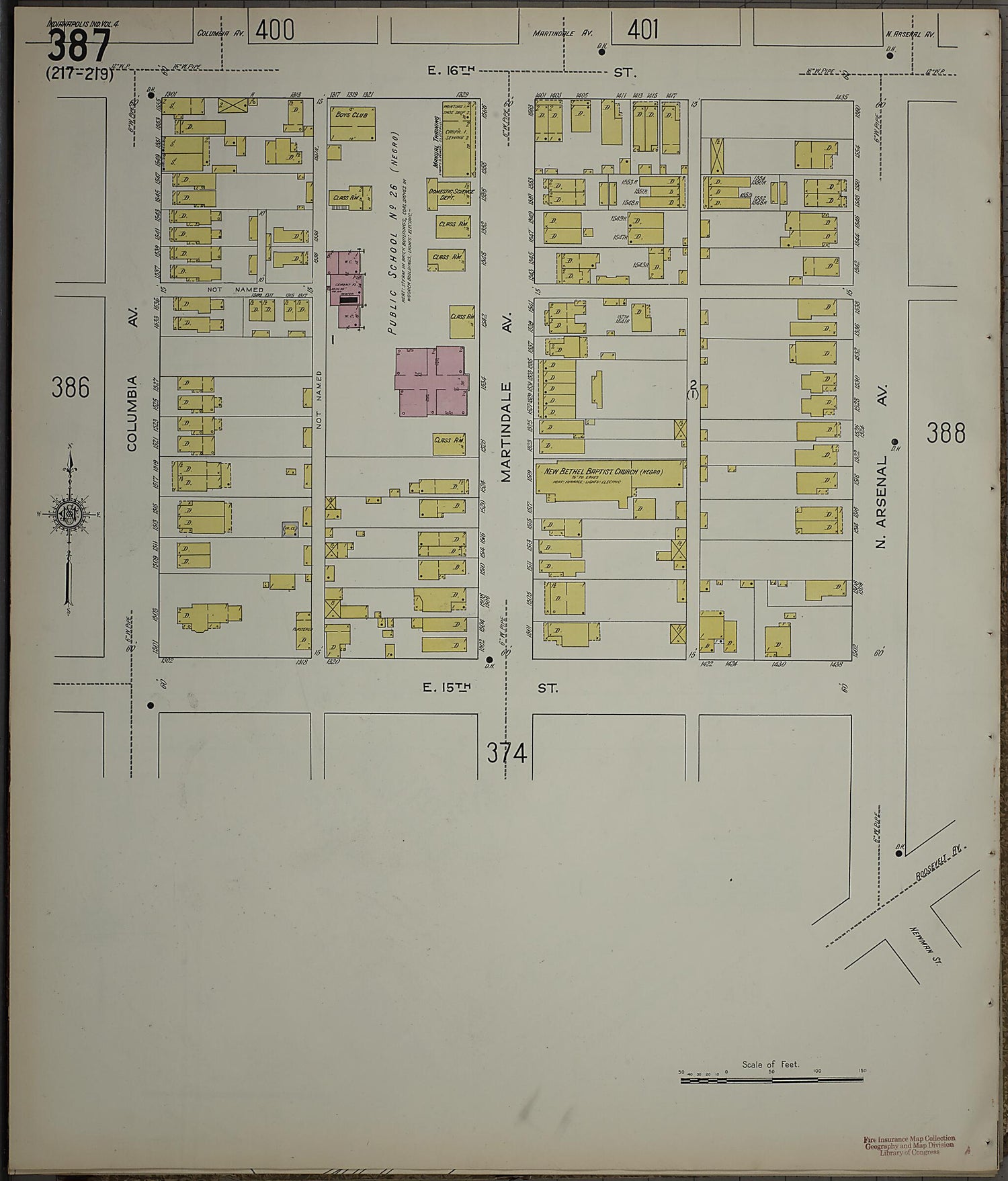 This old map of Indianapolis, Marion County, Indiana was created by Sanborn Map Company in 1915