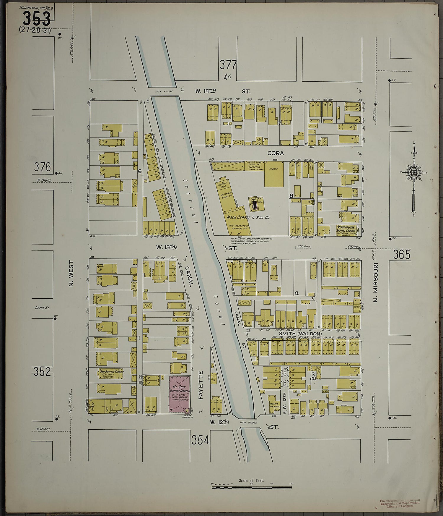 This old map of Indianapolis, Marion County, Indiana was created by Sanborn Map Company in 1915