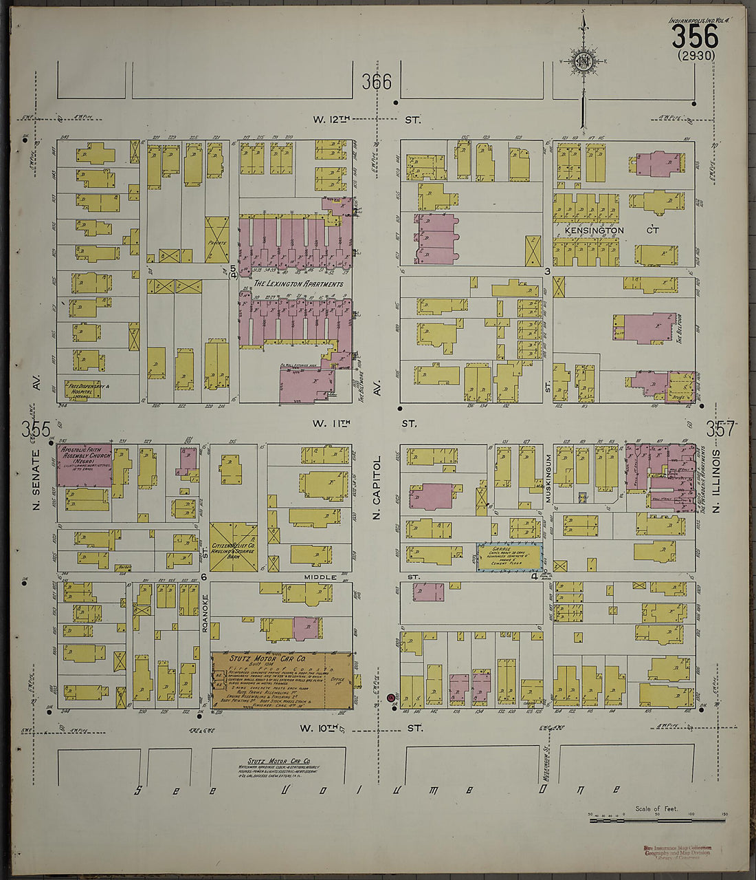 This old map of Indianapolis, Marion County, Indiana was created by Sanborn Map Company in 1915