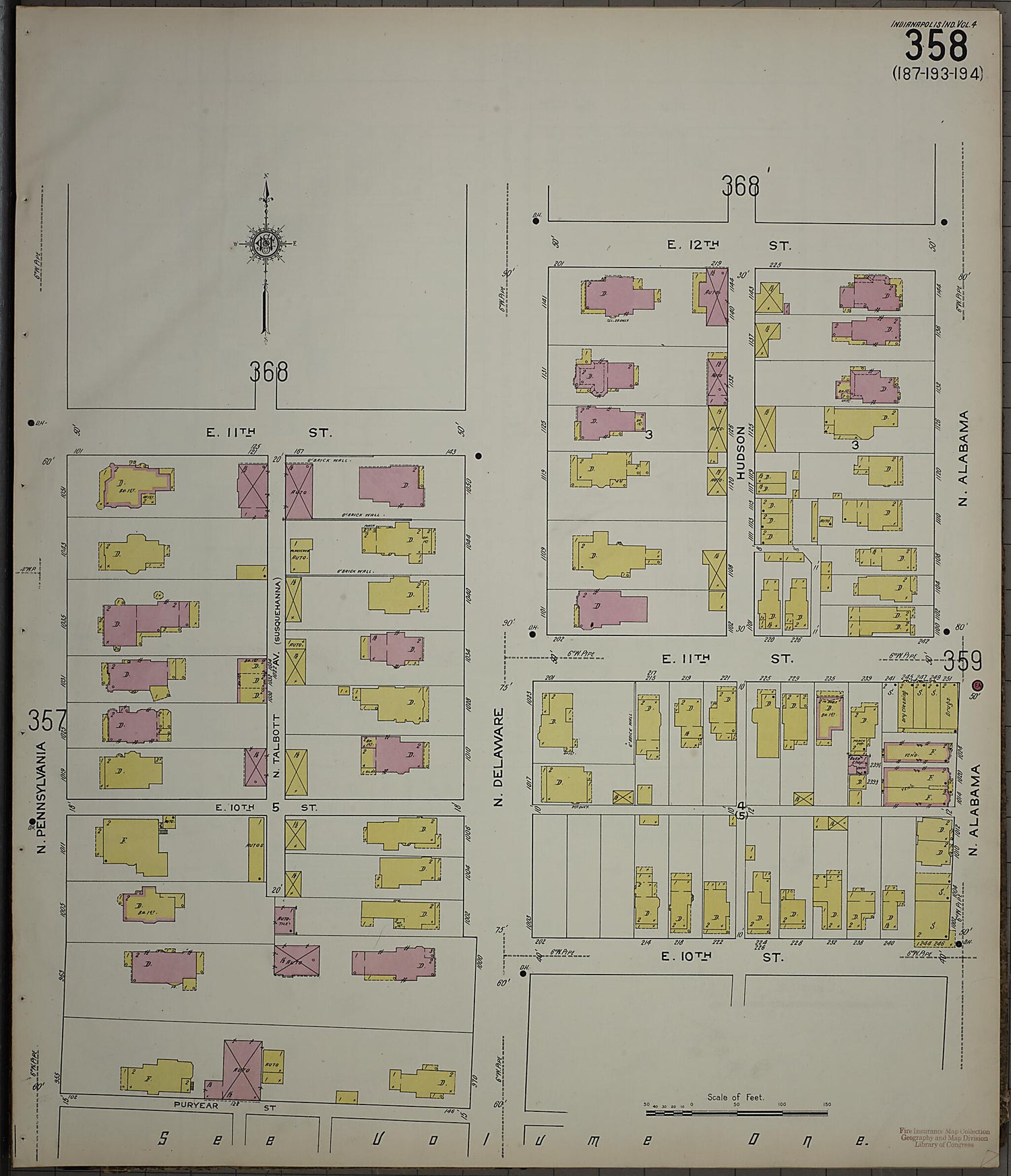 This old map of Indianapolis, Marion County, Indiana was created by Sanborn Map Company in 1915