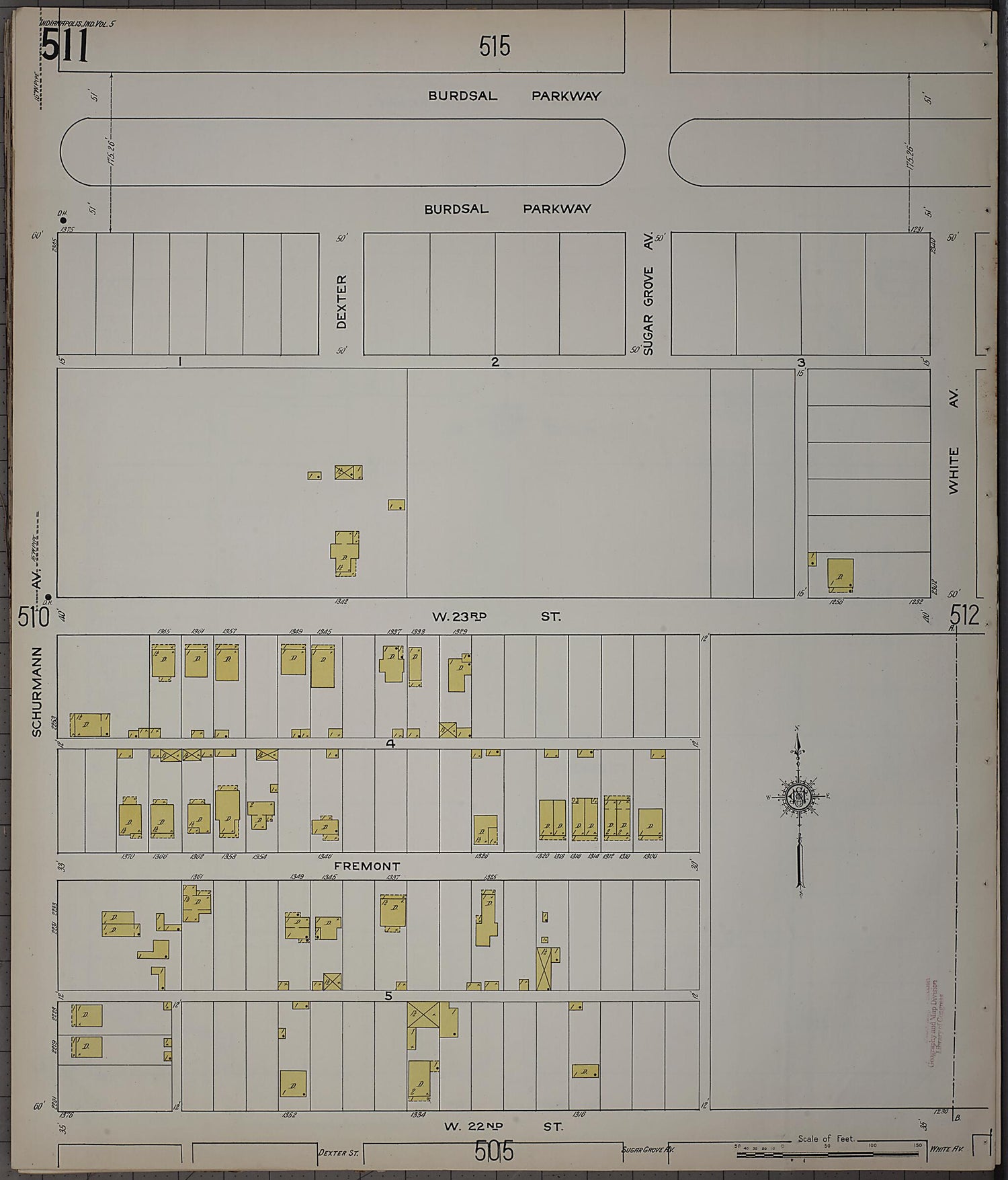 This old map of Indianapolis, Marion County, Indiana was created by Sanborn Map Company in 1915