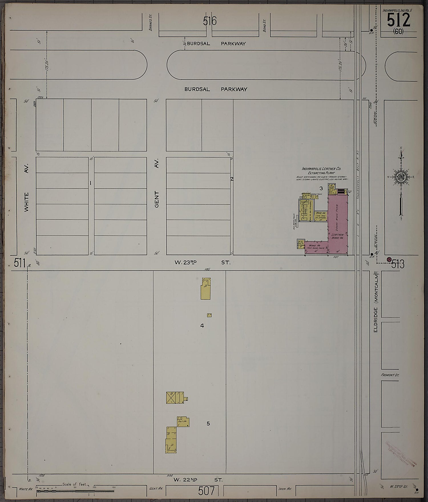 This old map of Indianapolis, Marion County, Indiana was created by Sanborn Map Company in 1915